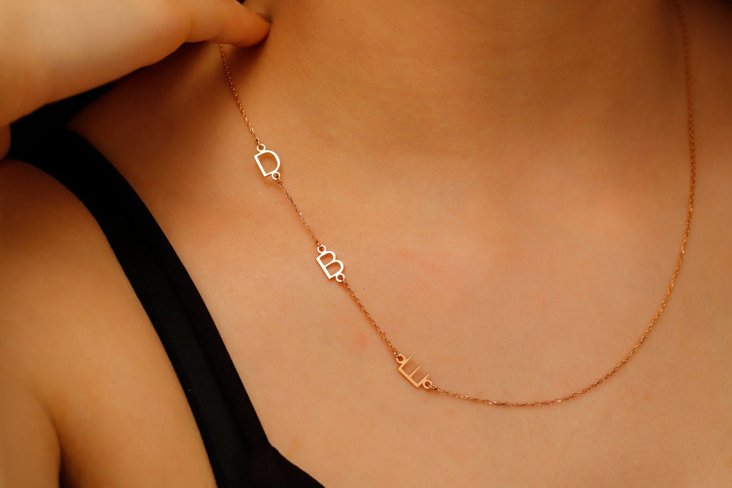 Dainty Sideways Initial Necklace | Custom Minimalist Jewelry for a Personal Touch
