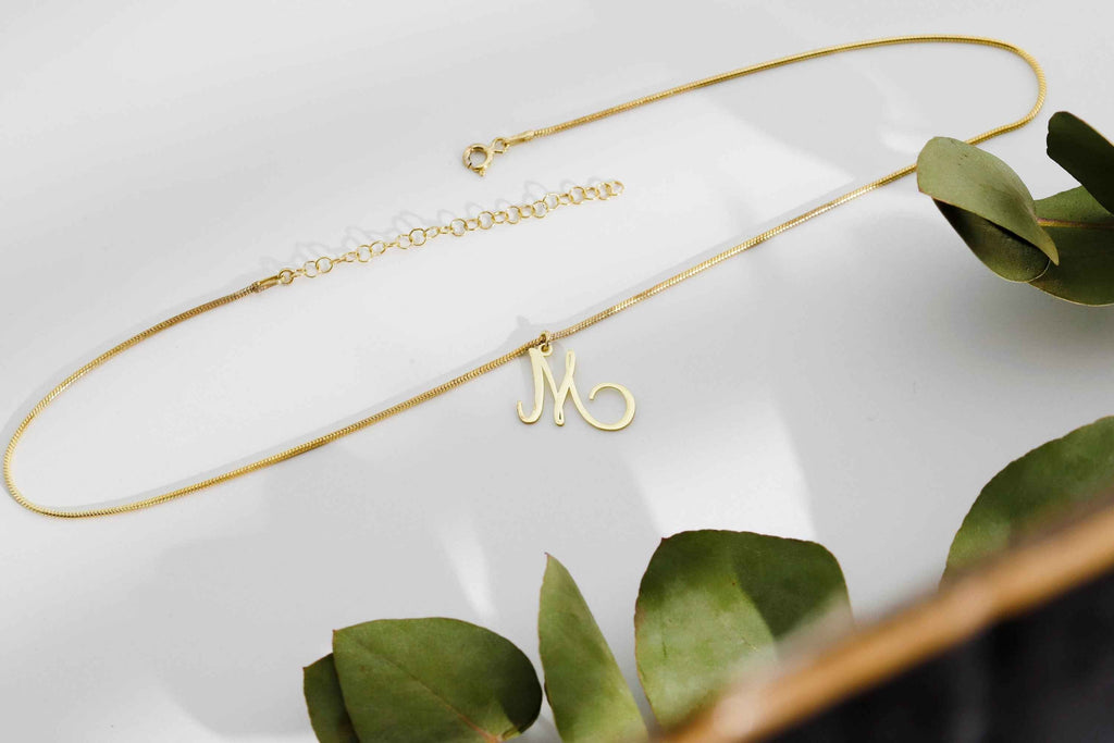 Gleam Letter Necklace - Dazzling Charm with Elegant Snake Chain