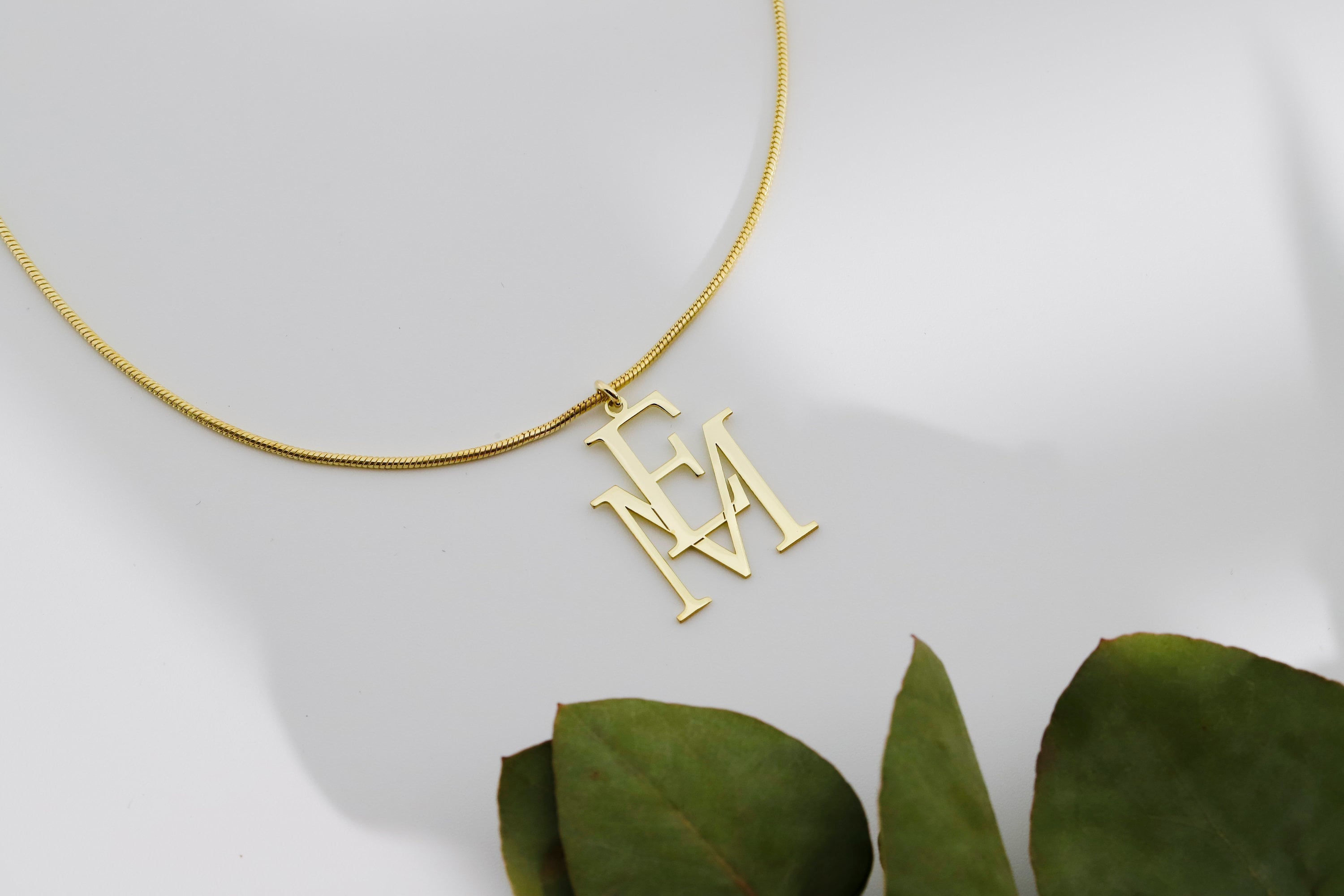 Personalized Interlocking Initials Necklace - Custom 14K Gold Double Letters