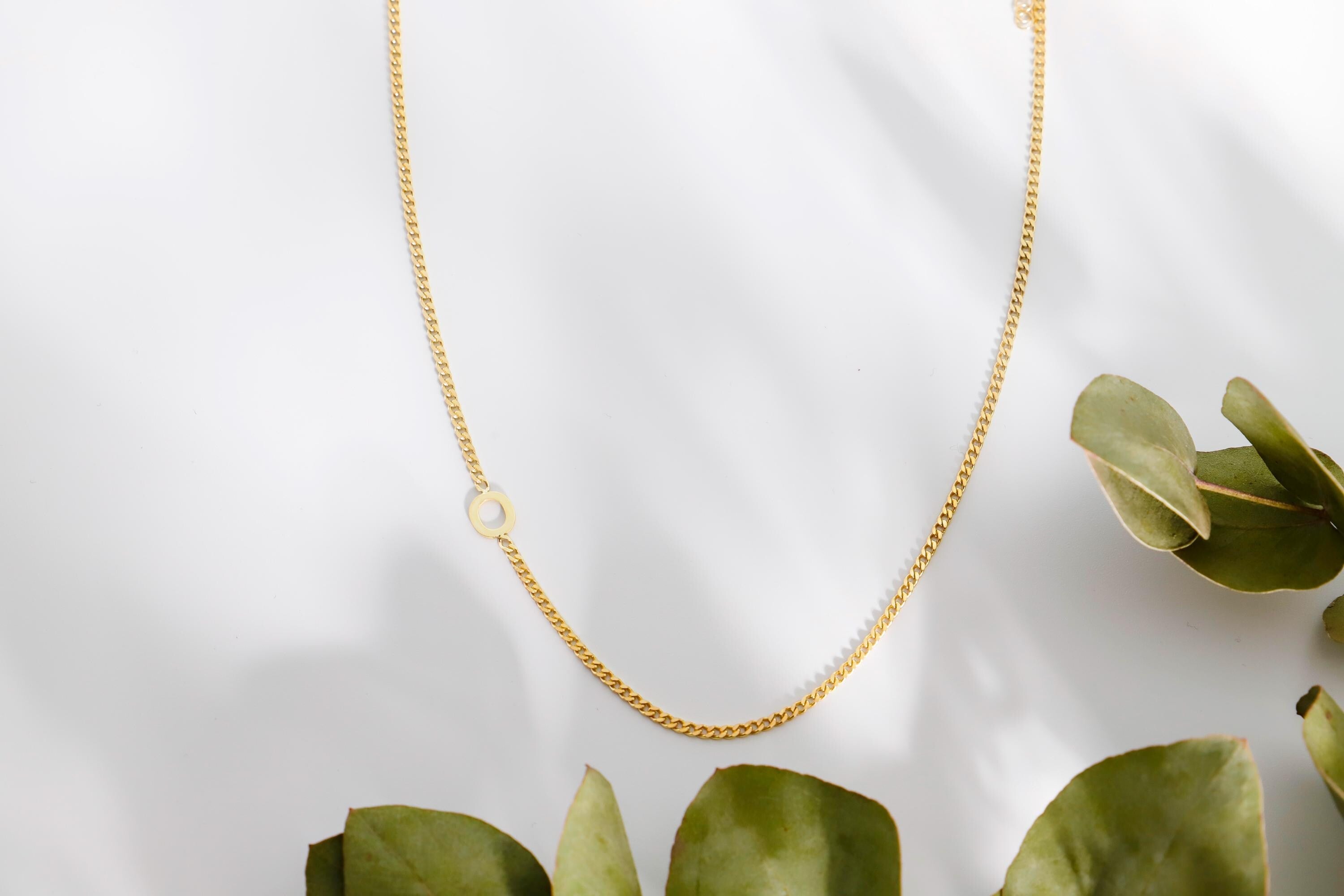 Dainty Initial Necklace by SilverGoldandRose | Personalize Your Style with a Unique Sideways Letter Design