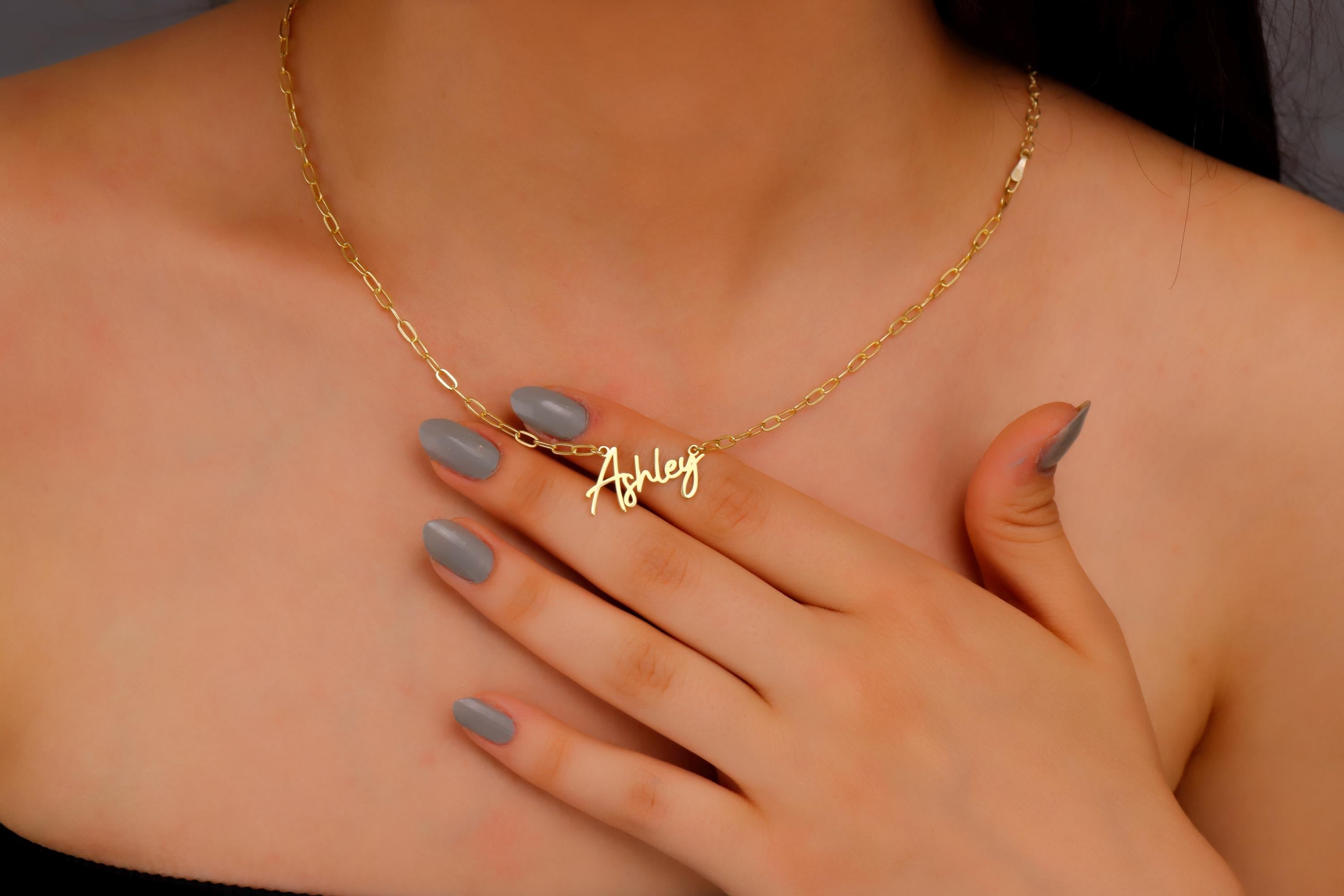 Sparkling Gold & Silver Name Necklace - Personalized Dainty Layered Design with Link Chain