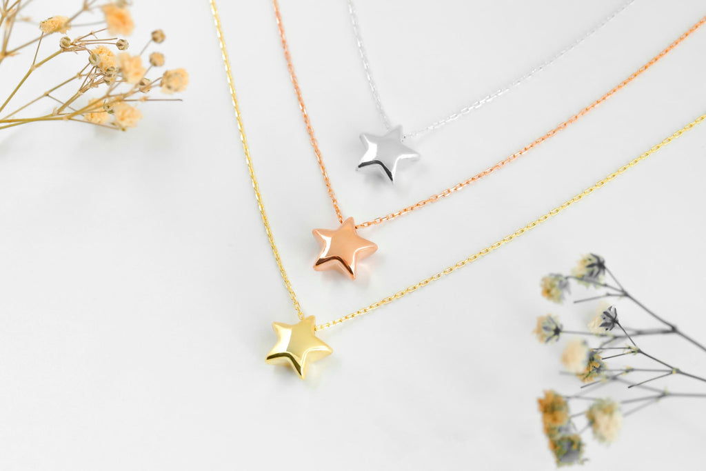Gold Filled Star Necklace with Sterling Silver Puffy Charm - Dazzle in 3D Elegance