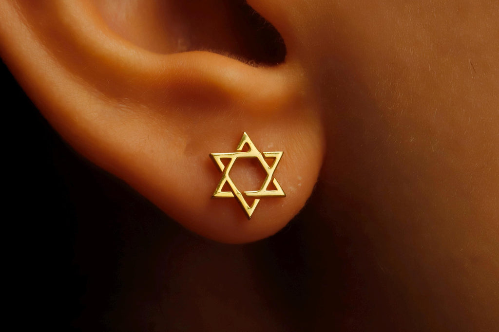 Star of David Earrings in 925 Sterling Silver and Gold
