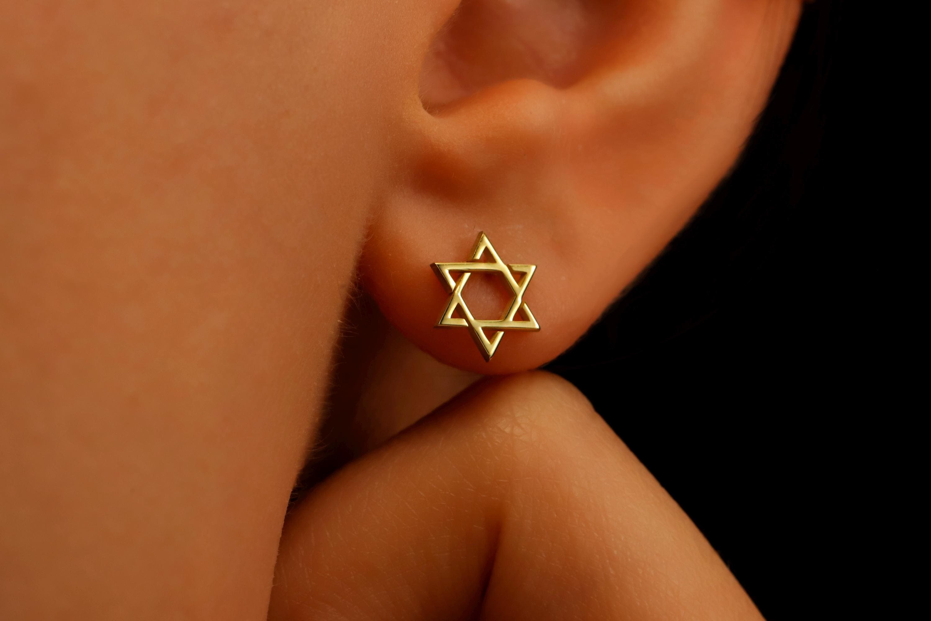 Star of David Earrings in 925 Sterling Silver and Gold