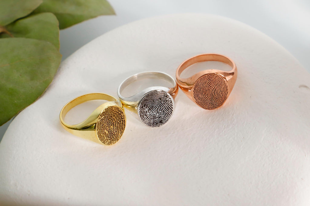 Fingerprint Jewelry Co. Custom Fingerprint Ring in Sterling Silver – Personalized Memorial Gift
