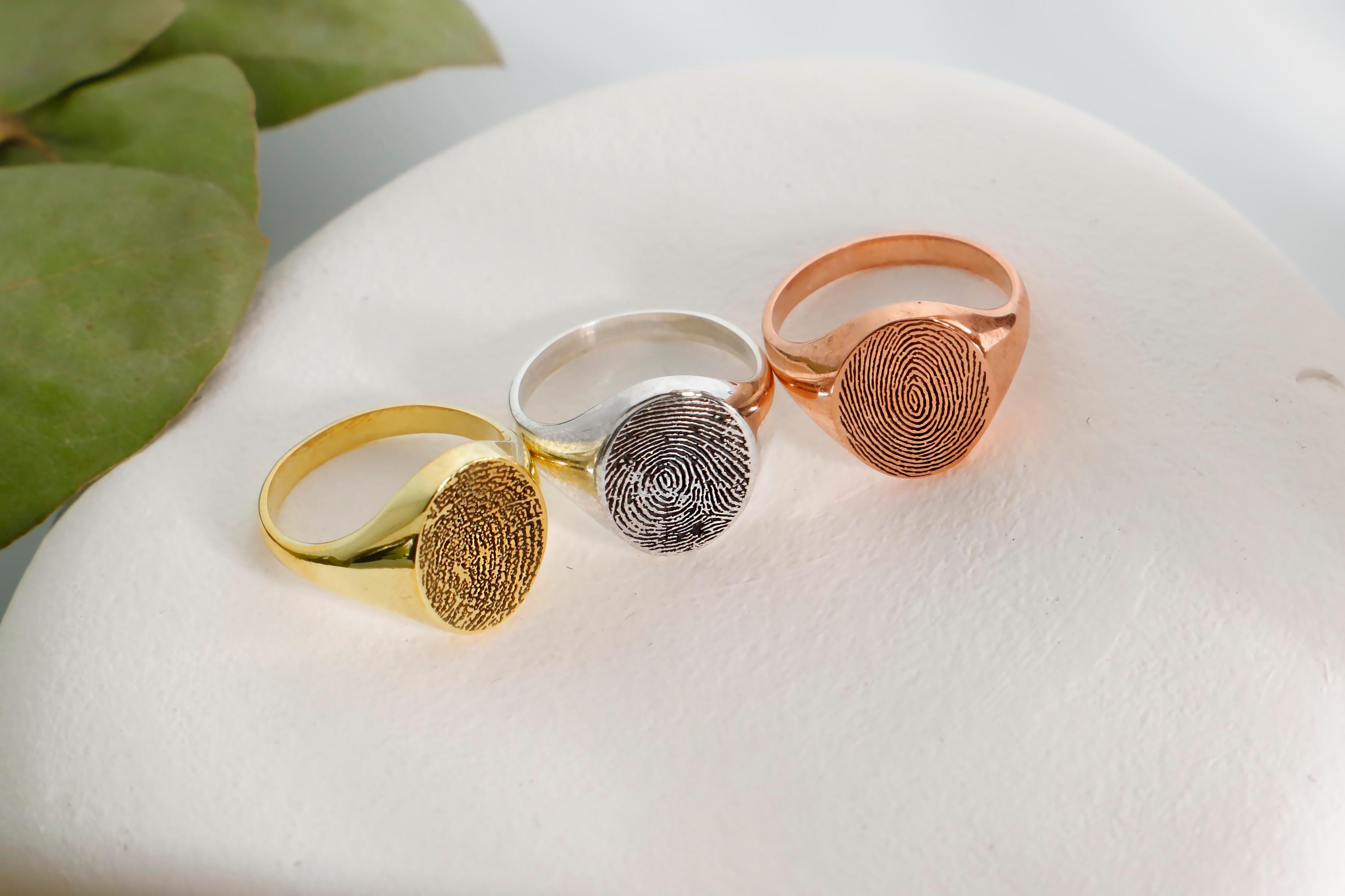 Fingerprint Jewelry Co. Custom Fingerprint Ring in Sterling Silver – Personalized Memorial Gift