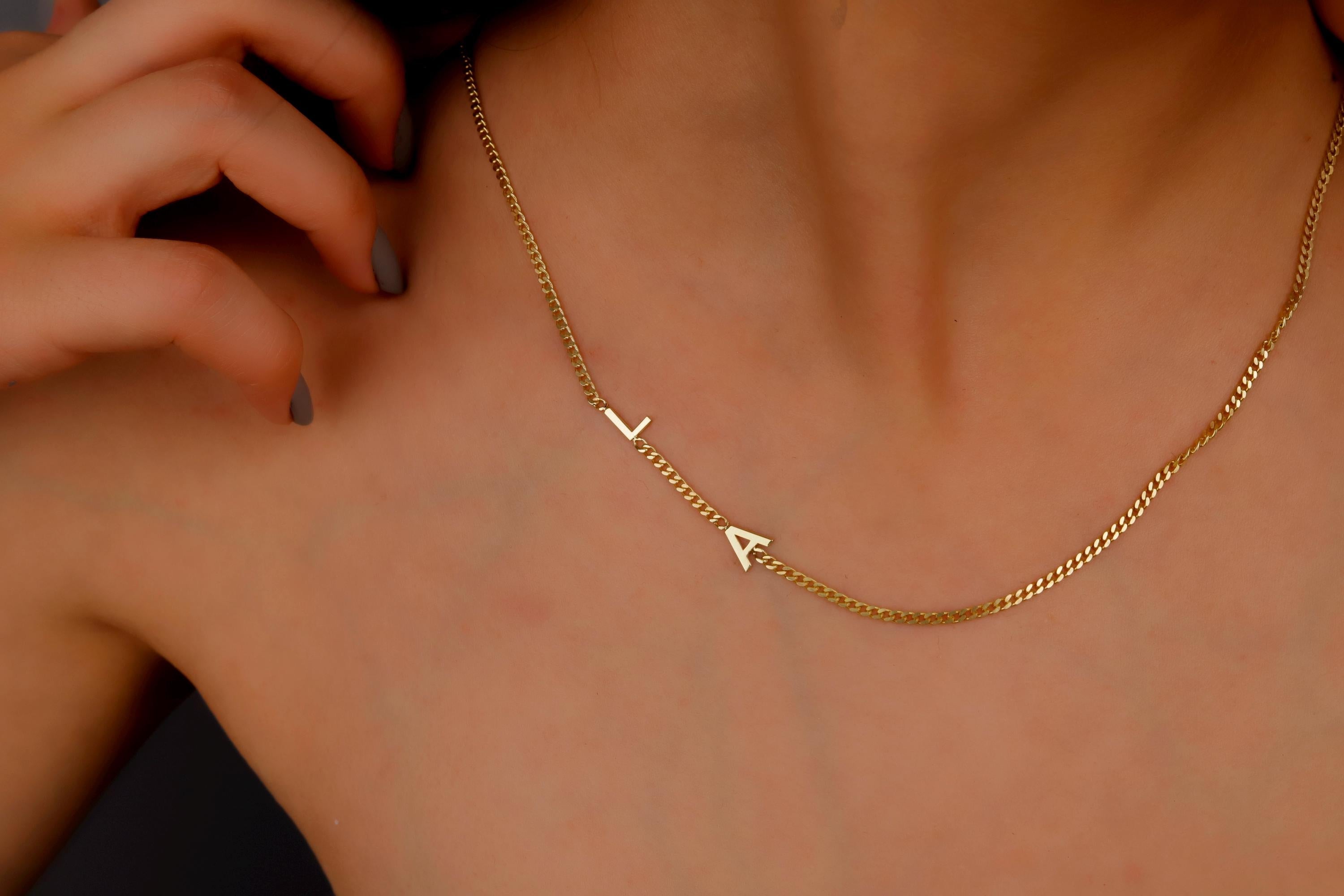 Dainty Initial Necklace by SilverGoldandRose | Personalize Your Style with a Unique Sideways Letter Design