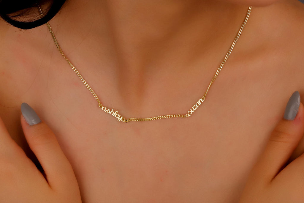 Gleam & Glow Personalized Gold Name Necklace - Dainty Double Name Jewelry