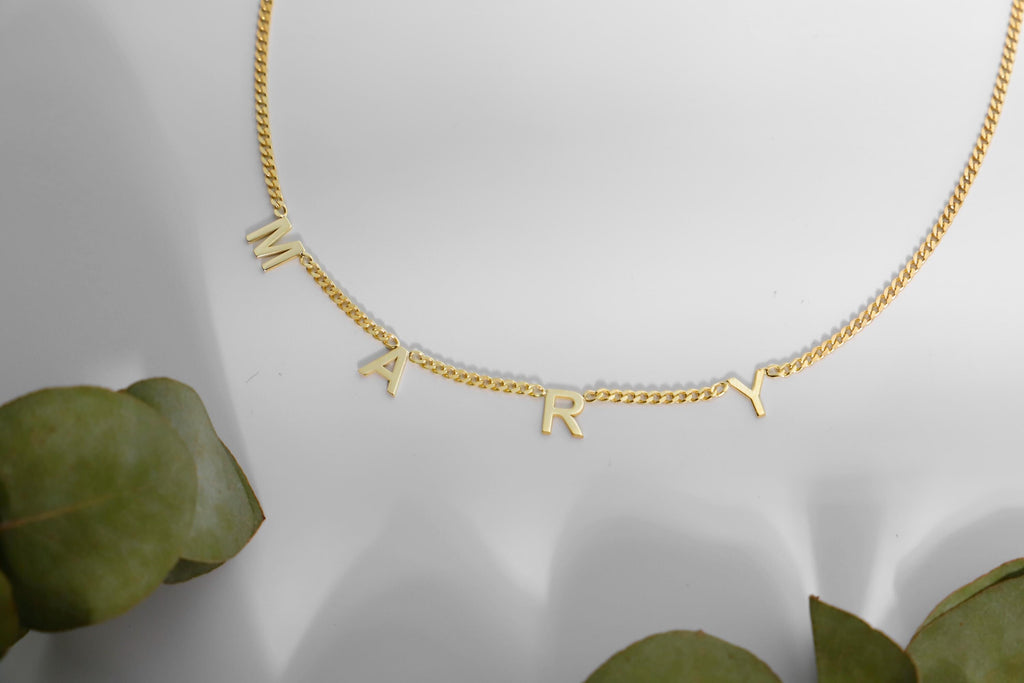 Sparkle & Shine Initial Name Necklace - Personalized Sterling Silver & Gold Letter Jewelry for Her
