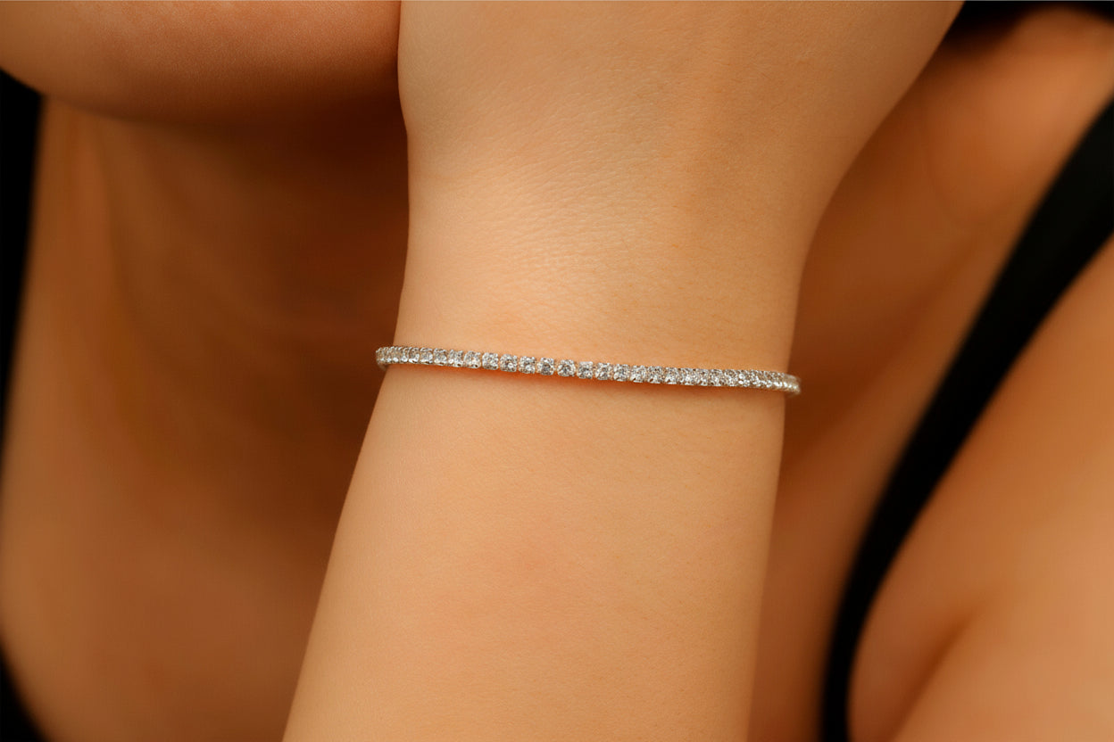 Dazzling Dainty Tennis Bracelet Sterling Silver | Perfect Minimalist Gift
