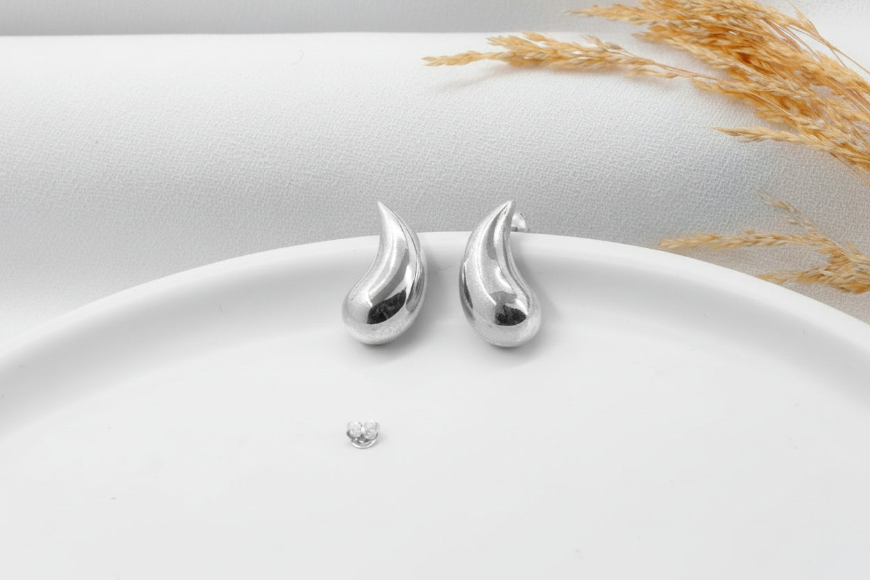 Radiant 925 Sterling Silver Chunky Teardrop Waterdrop Earrings - A Dazzling Gift for Her