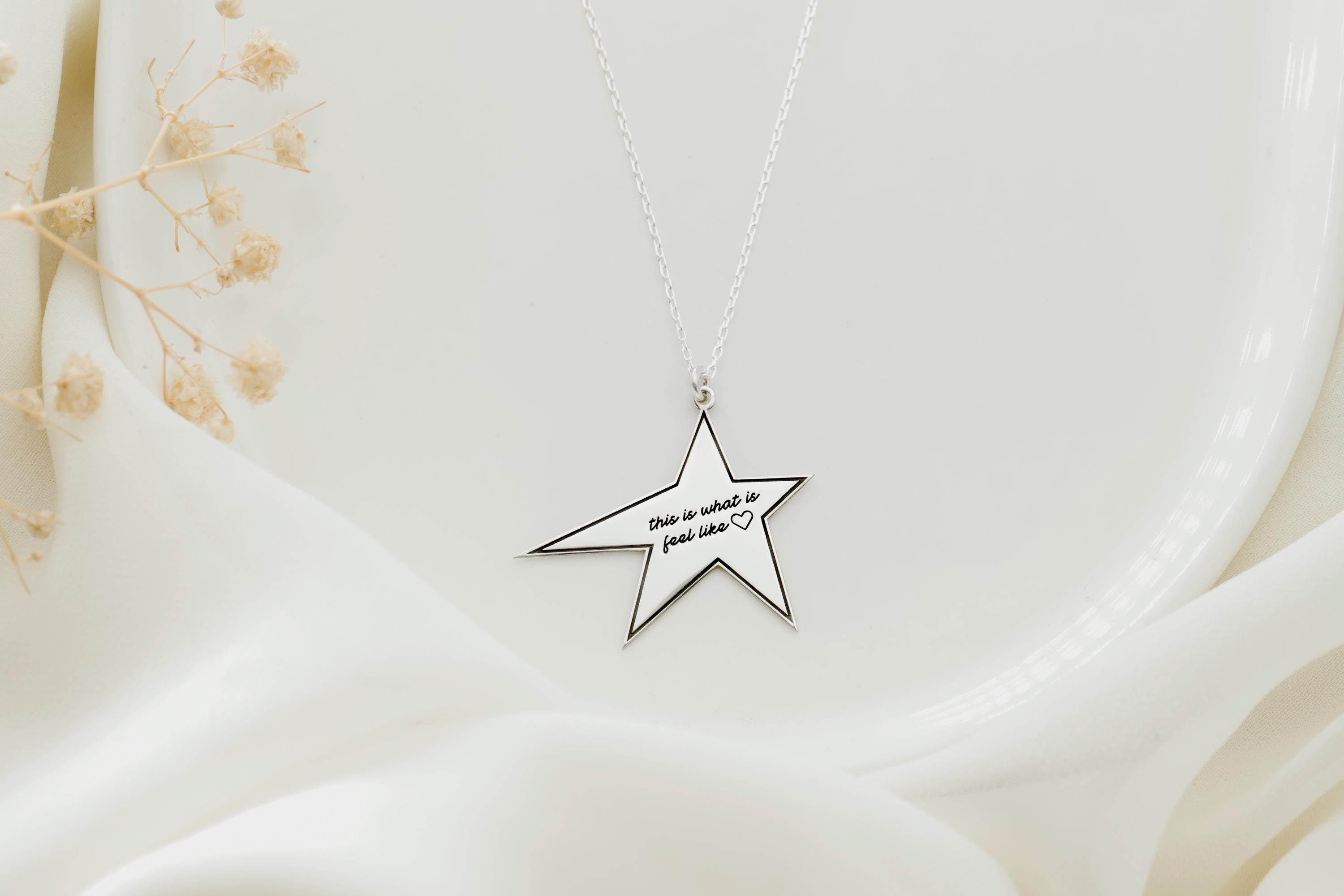 Starstruck Jewelry Personalized Star Charm Necklace - Custom Handwriting Engraving, 14K Gold Filled Gift for Her