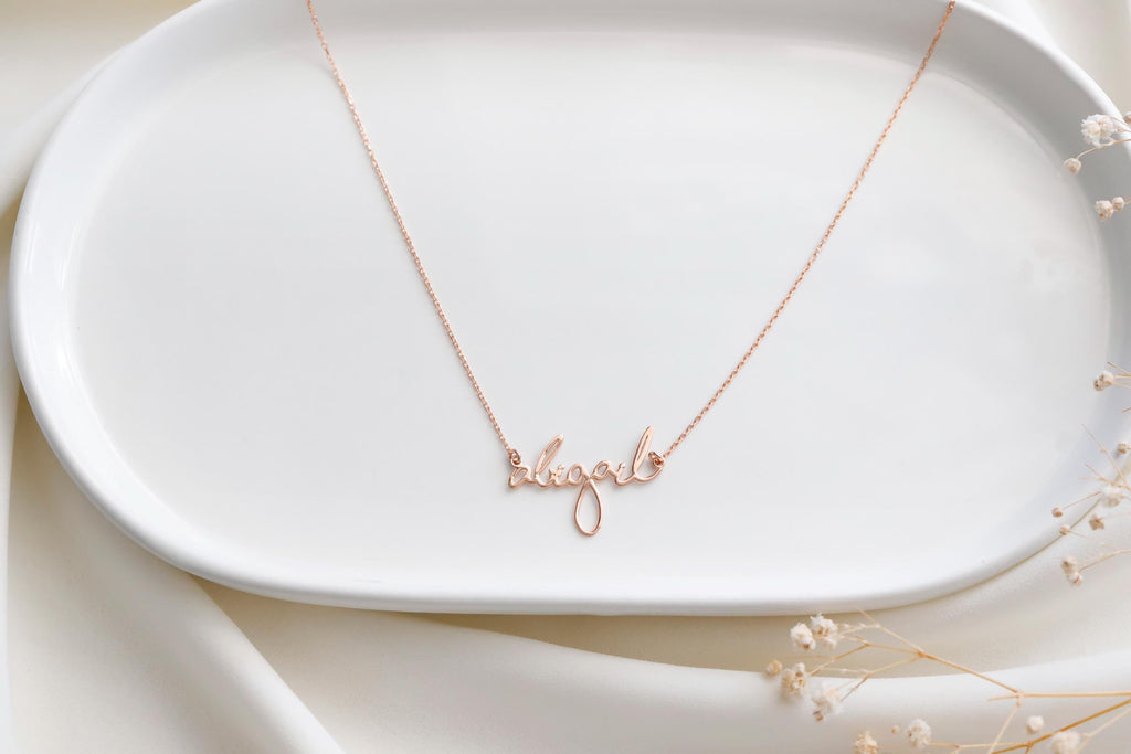 Gleaming Gifts Handwritten Signature Name Necklace - Personalized Sterling Silver Jewelry for Unique Holiday Memories