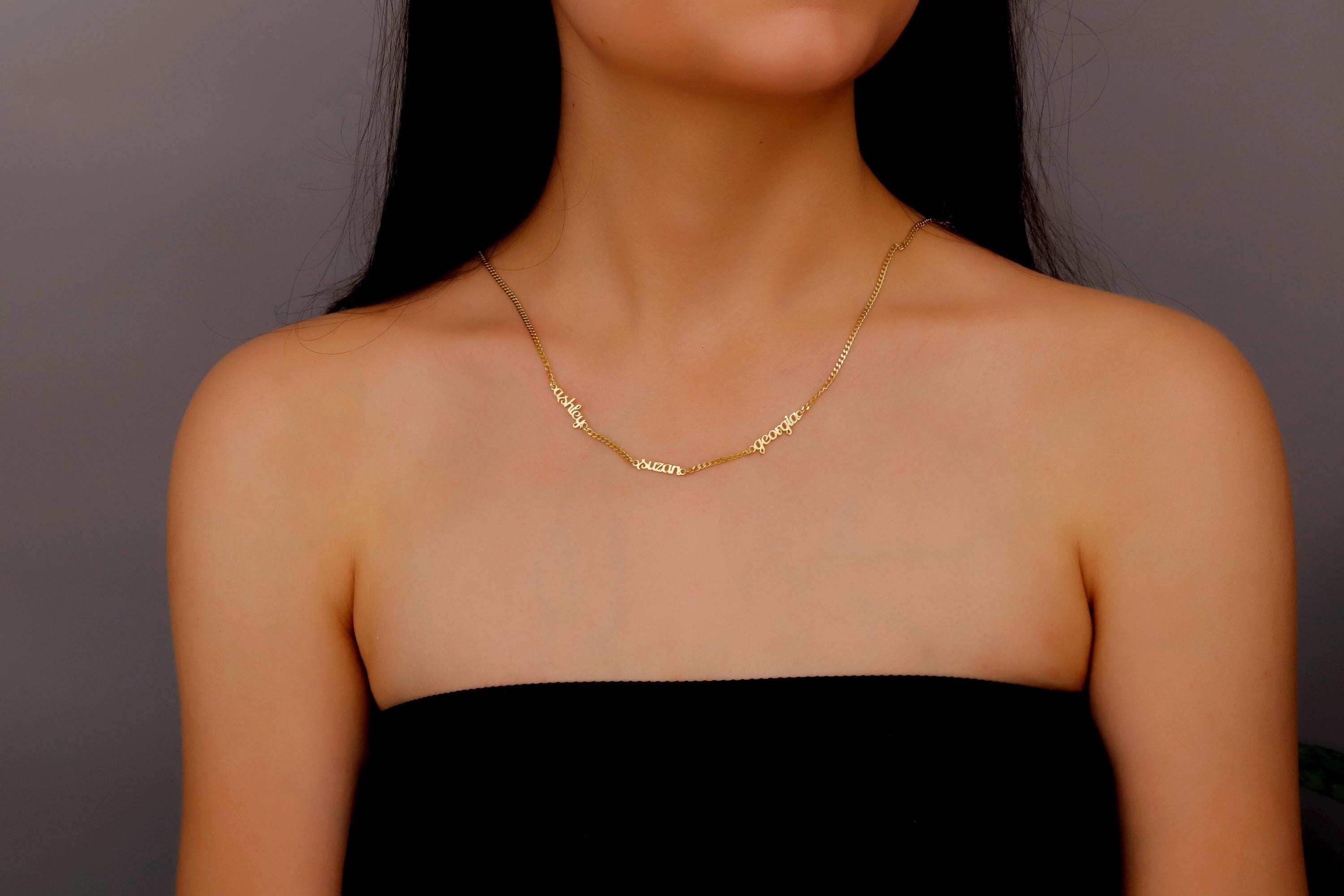 Personalized Gold Name Necklace - Custom Dainty Jewelry for Moms, Family & Friends - Up to 3 Names