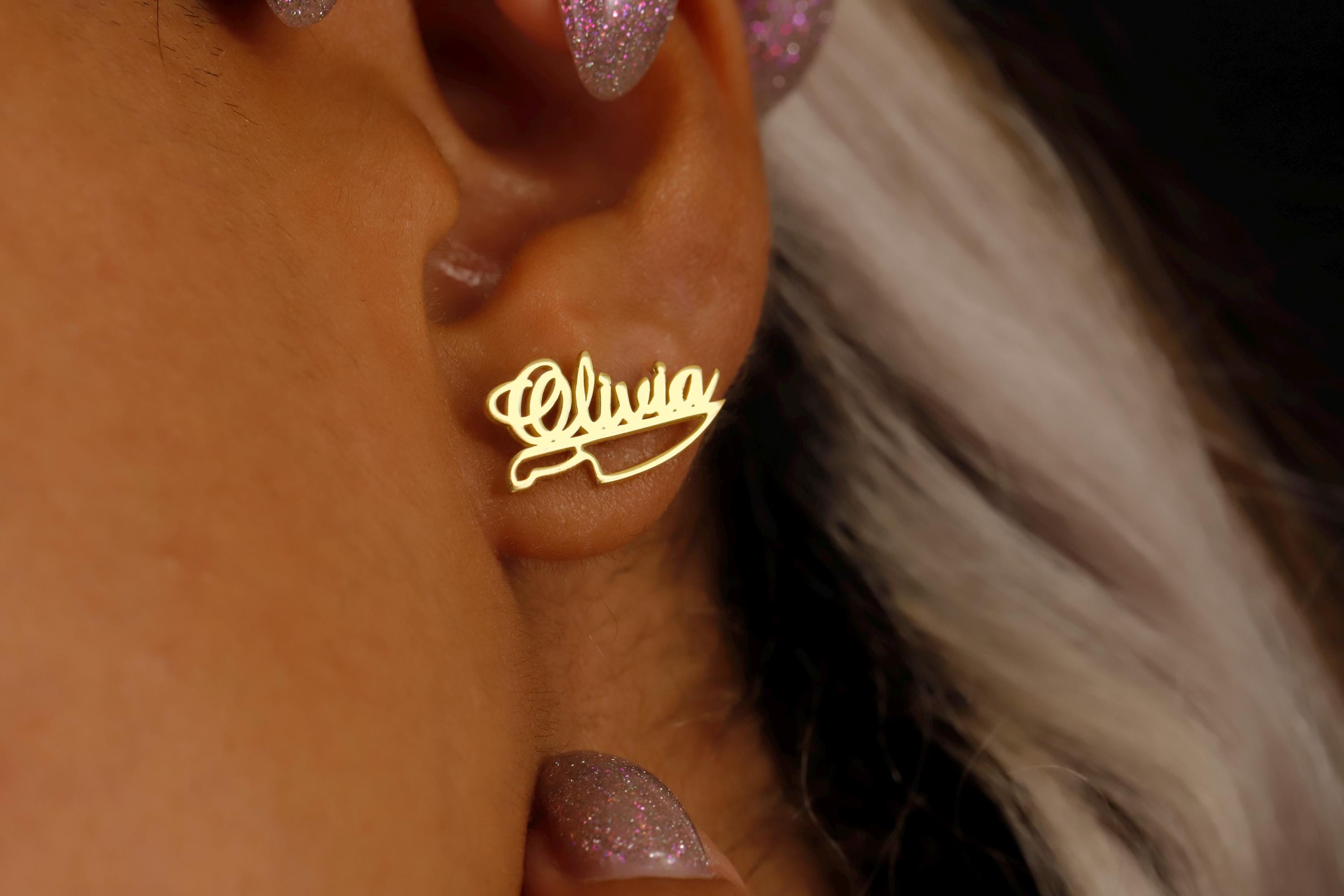 Personalized Chef Knife Name Earrings | Unique Culinary Jewelry | Perfect Gift for Chefs