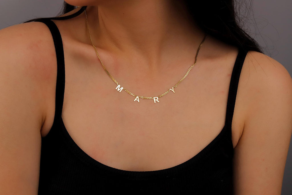 Gold Satellite Personalized Initial Necklace - Dazzling Sterling Silver, Perfect Gift for Her