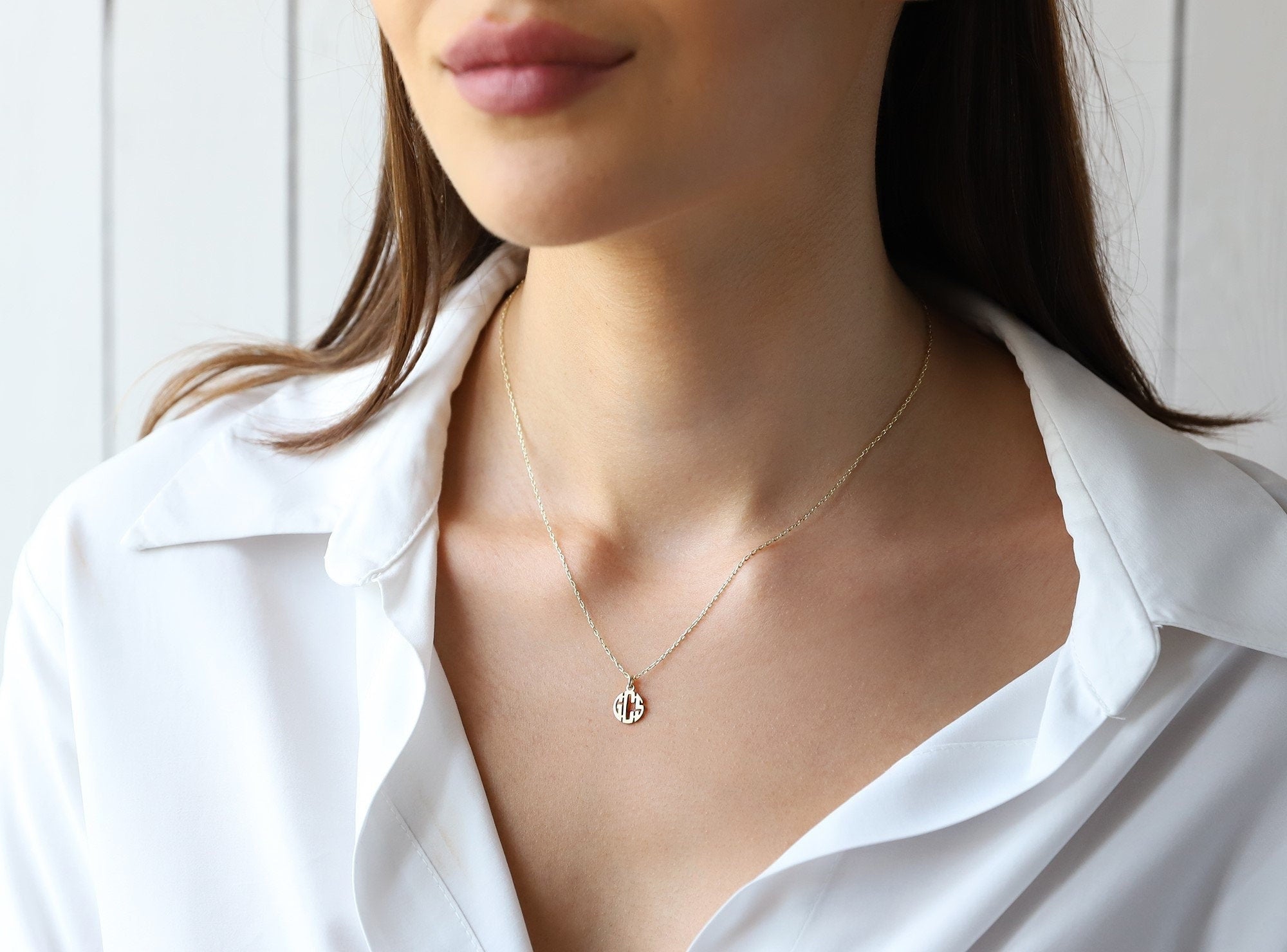 Personalized Dainty Silver Monogram Necklace