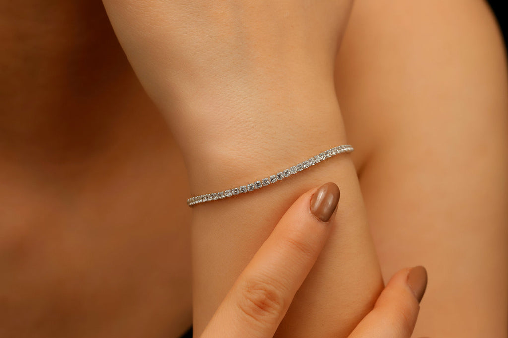 Dazzling Dainty Tennis Bracelet Sterling Silver | Perfect Minimalist Gift