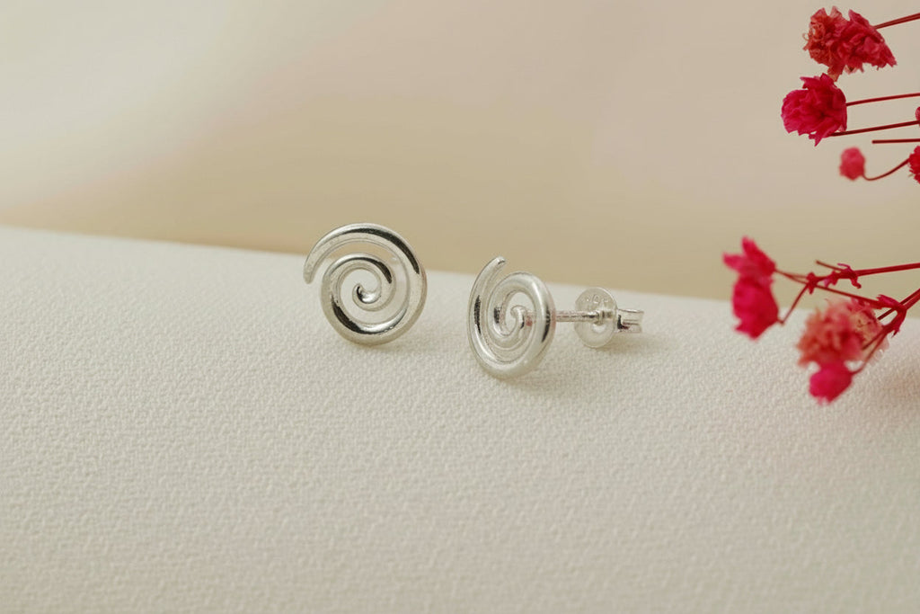 Swirl Earrings - Tiny 925 Sterling Silver Spiral Studs for Effortless Minimalist Style