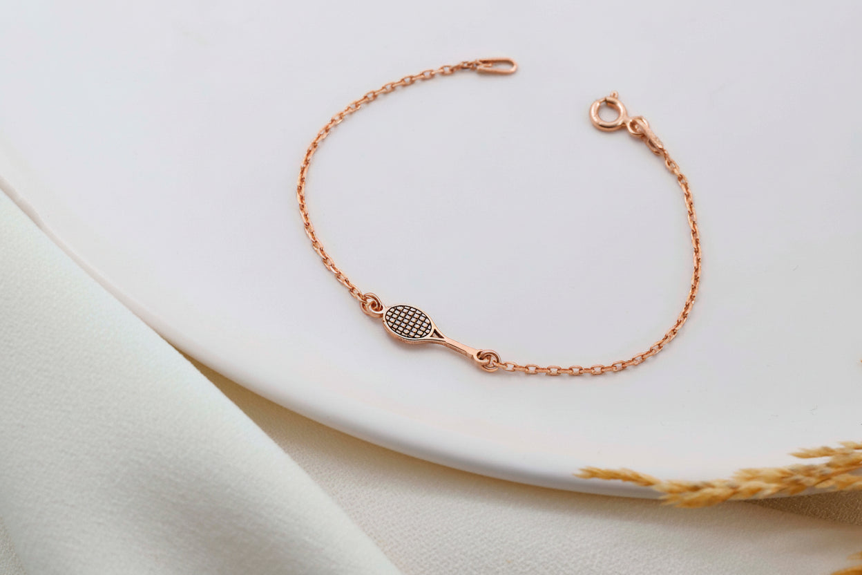 Tennis Spirit Minimalist Racket Charm Bracelet