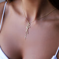 Personalized Vertical Birth Flower Name Necklace in Gold | Custom Dainty Jewelry Gift for Her