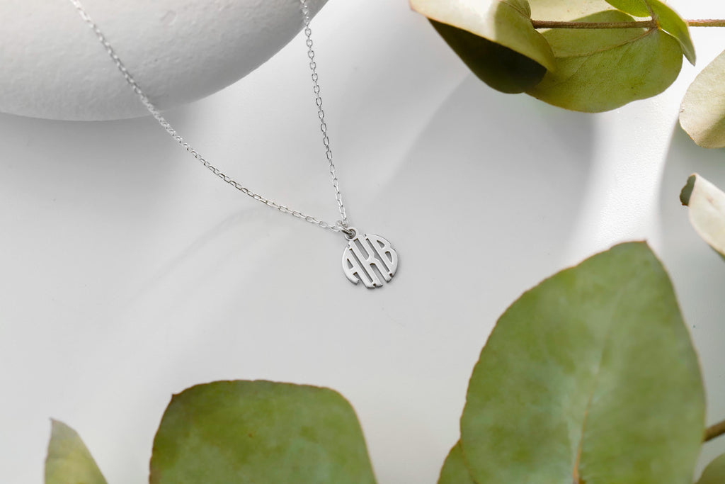 Personalized Dainty Silver Monogram Necklace