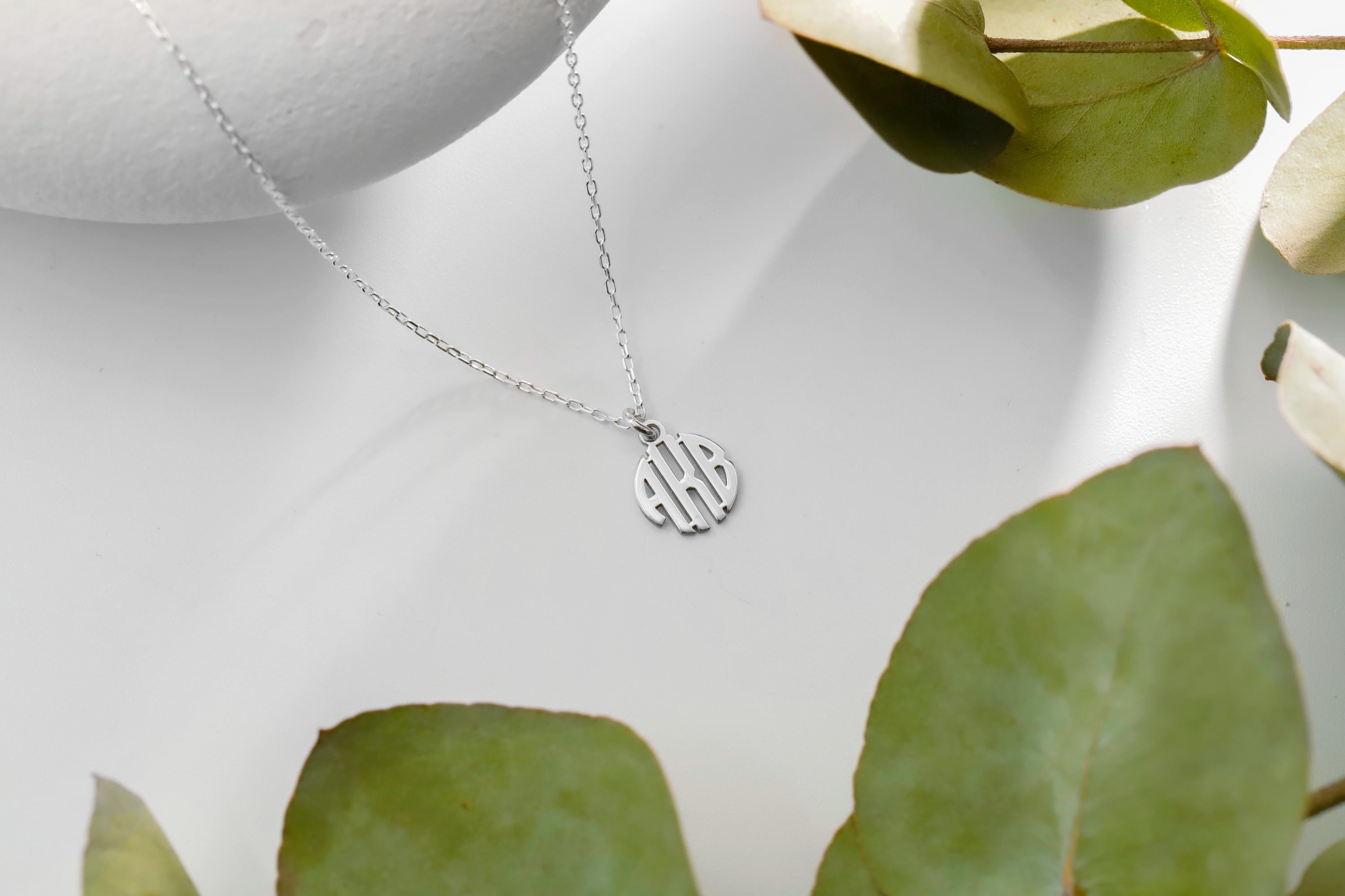 Personalized Dainty Silver Monogram Necklace