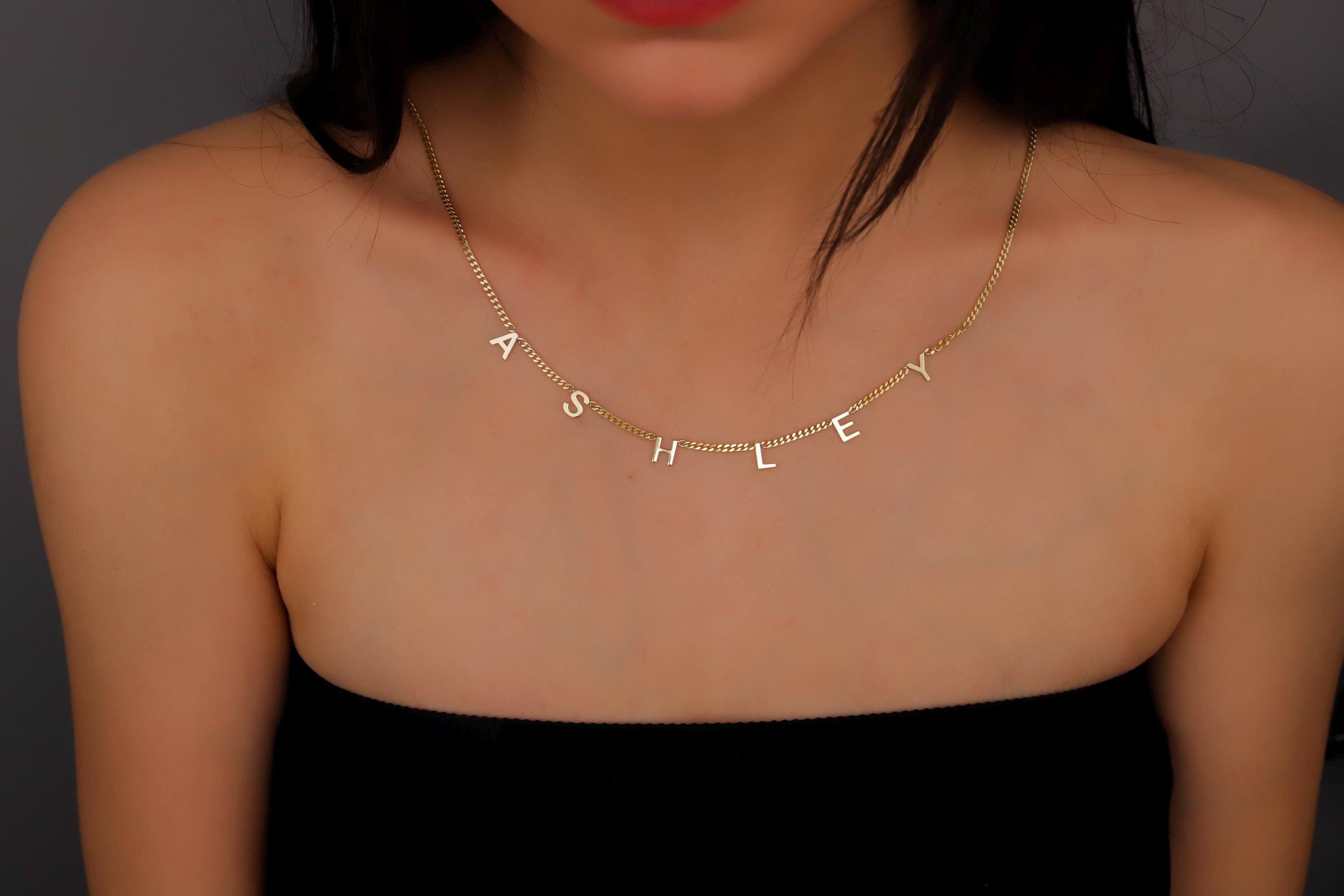 Sparkle & Shine Initial Name Necklace - Personalized Sterling Silver & Gold Letter Jewelry for Her