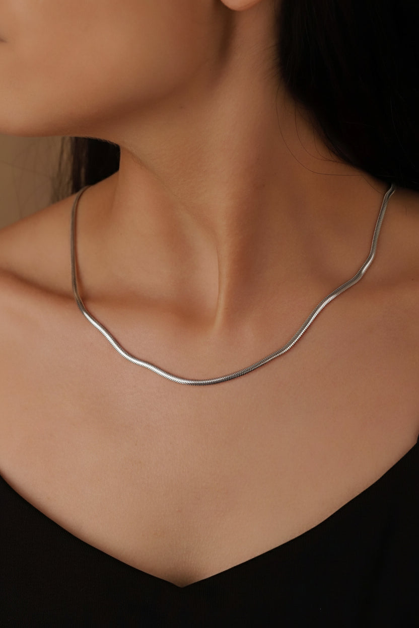 Elysian Jewelry Italian Snake Chain Initial Necklace - Dainty A-Z Letter Pendant