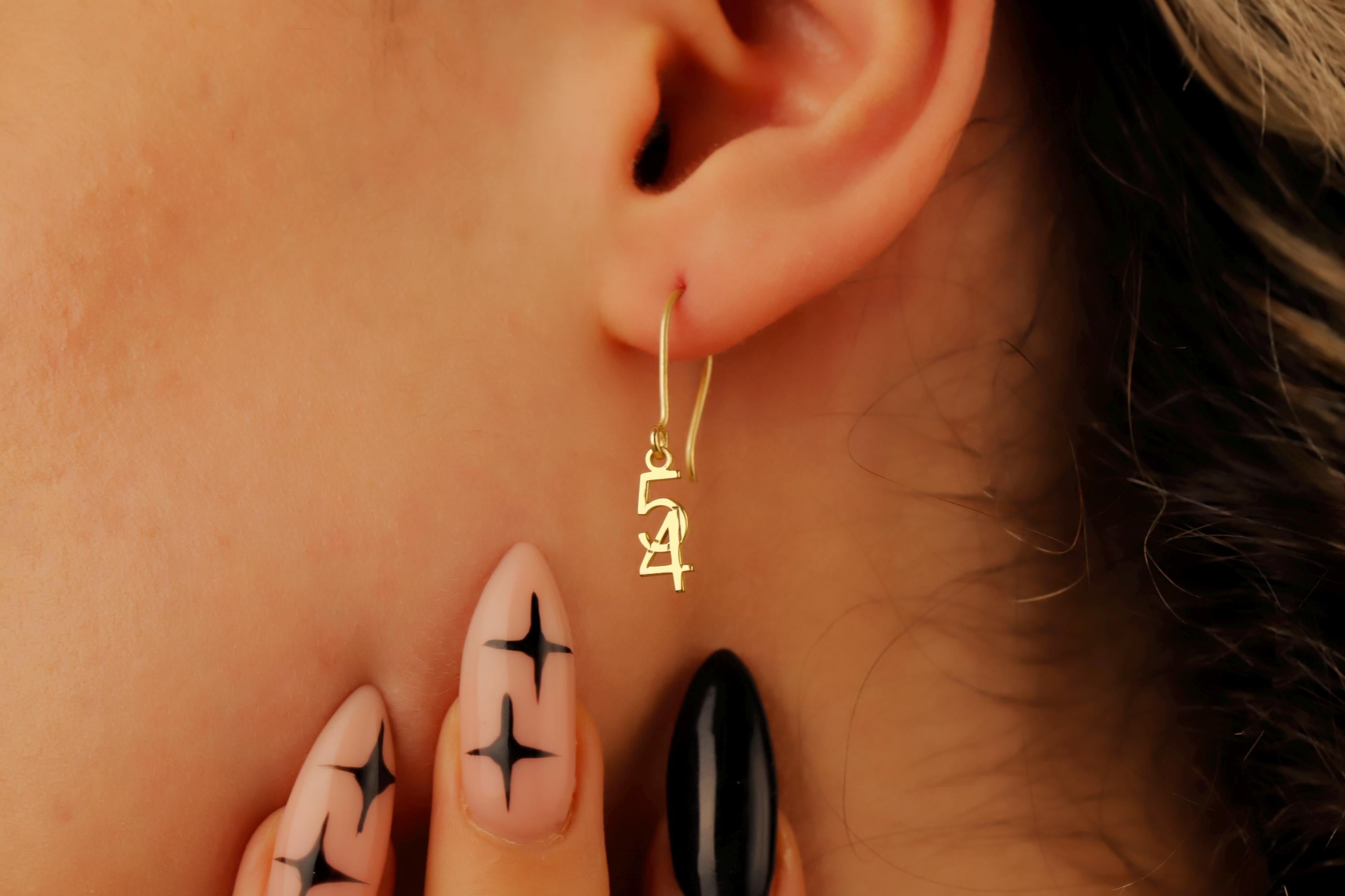 Lucky Charm Jewelry Sterling Silver Number Drop Earrings