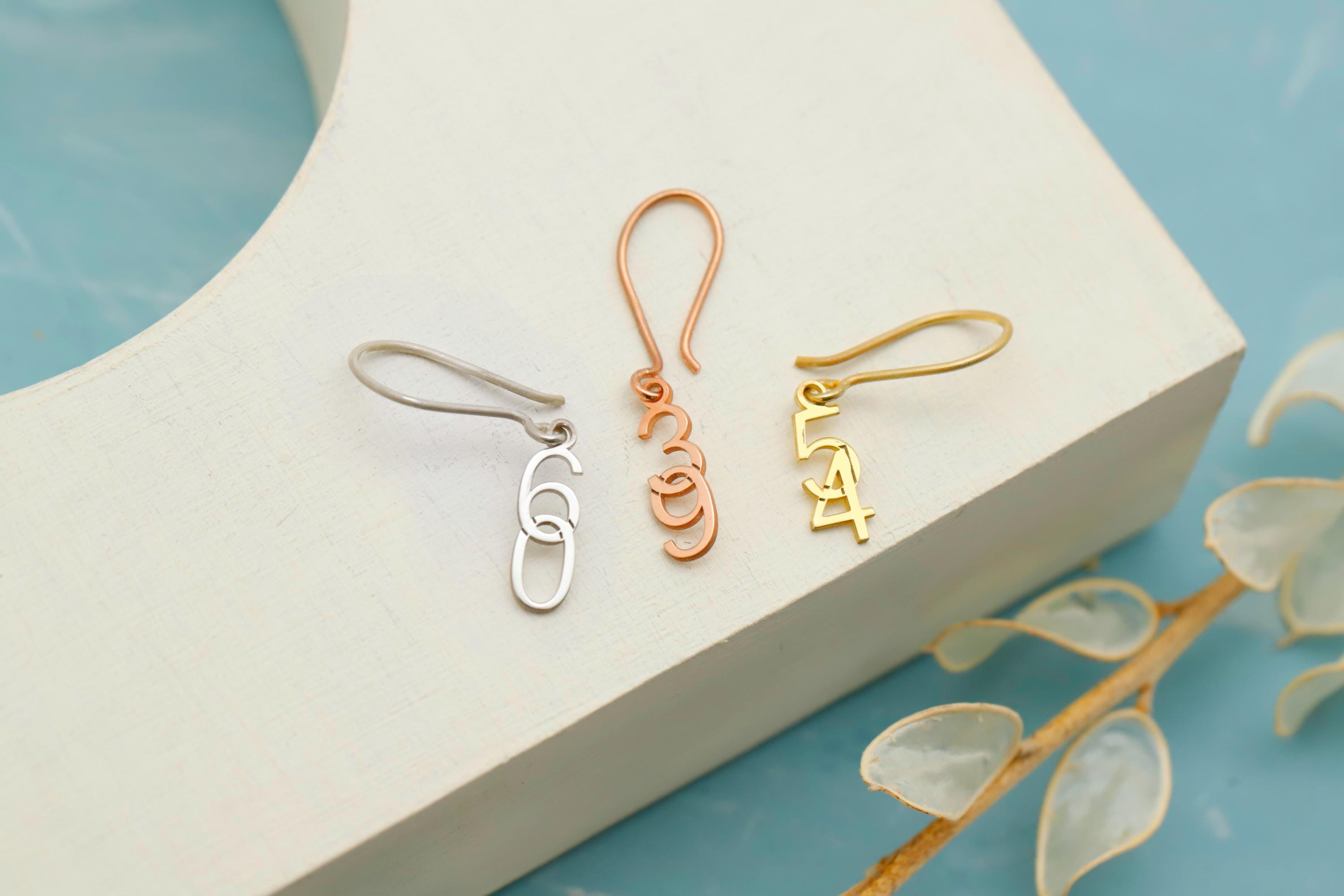 Lucky Charm Jewelry Sterling Silver Number Drop Earrings