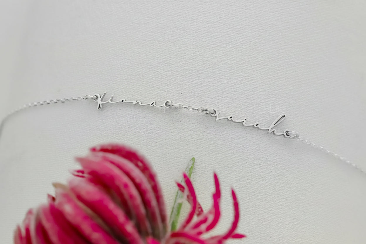 Tiny Two Gold Name Bracelet - Personalized Family Jewelry, Custom Dainty Layering Gift for Mom