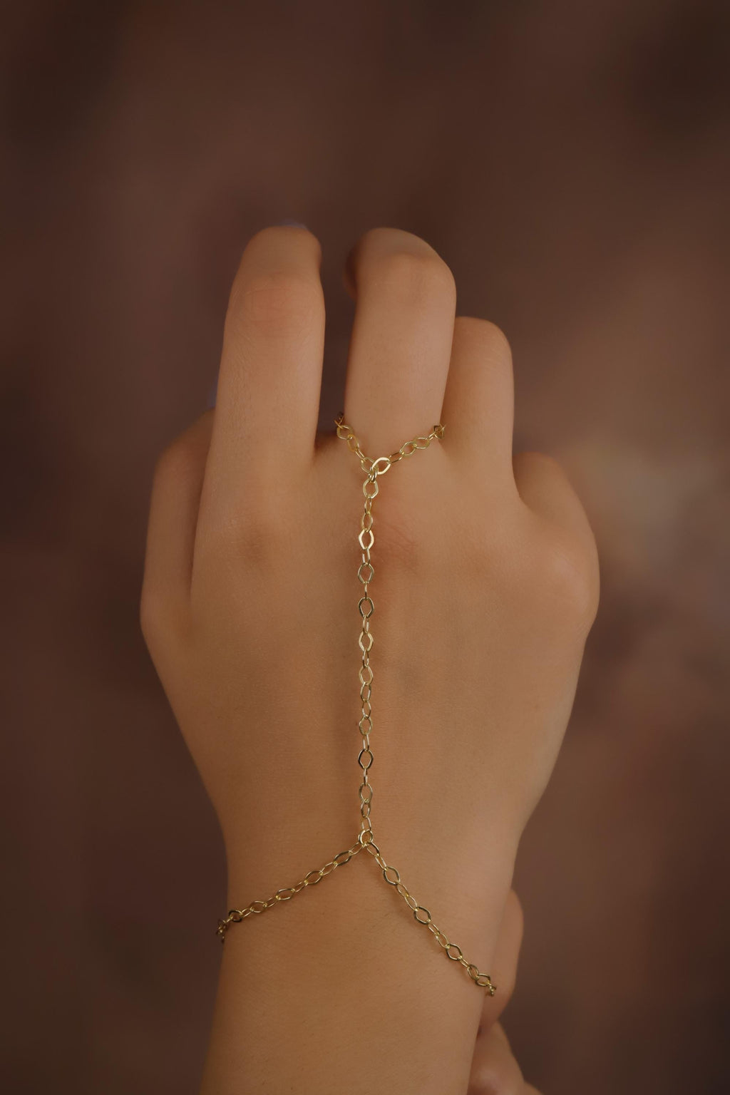 Gold & Silver Hand Chain Bracelet - Elegant Finger Accessory for Dazzling Style