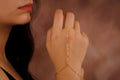 Gold & Silver Hand Chain Bracelet - Elegant Finger Accessory for Dazzling Style