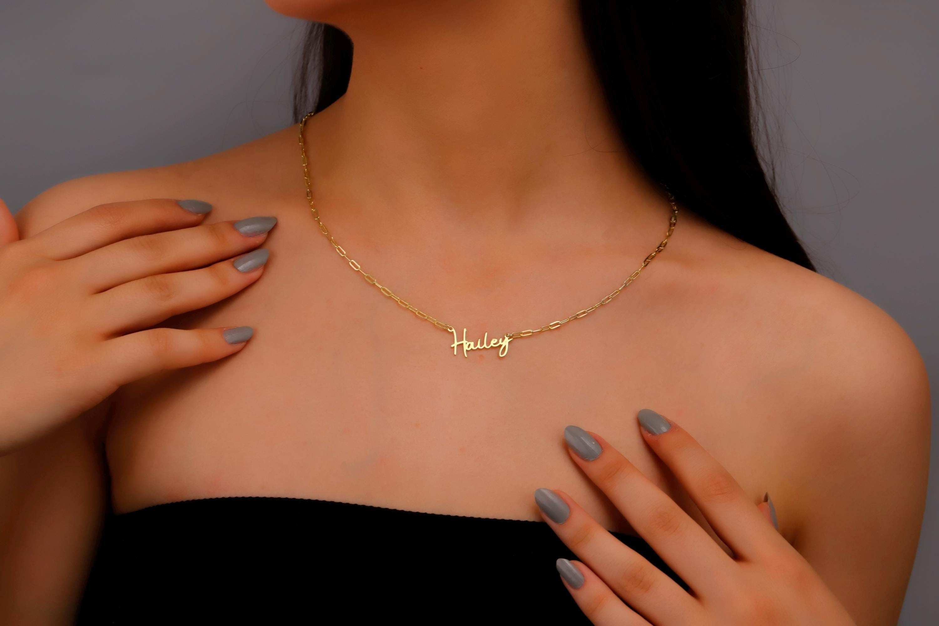 Personalized Gold & Silver Name Necklace | Dainty Link Chain Jewelry
