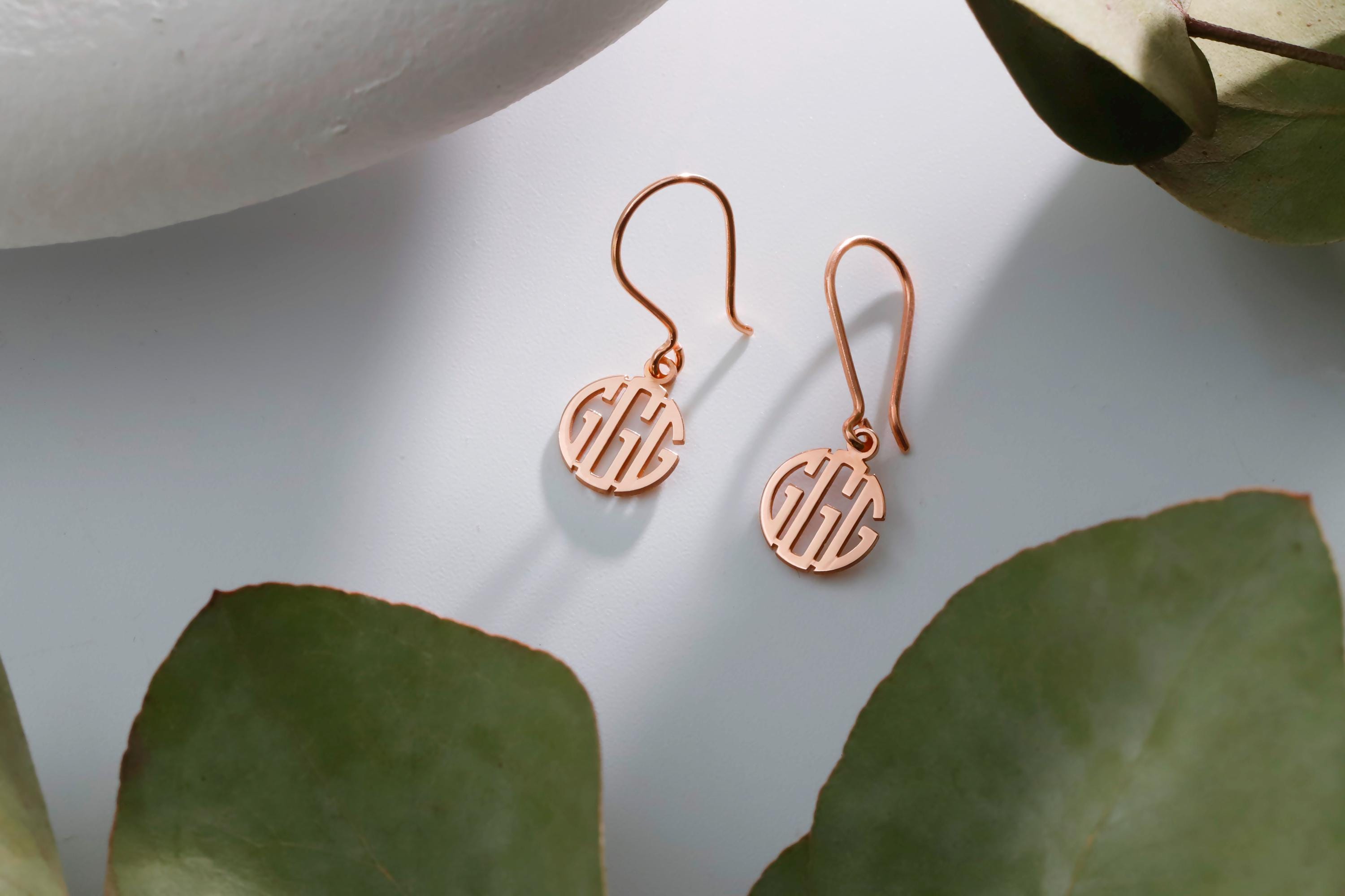 Personalized Dainty Monogram Earrings | 925 Sterling Silver Minimalist Initial Dangle Earrings | Unique Gift for Her