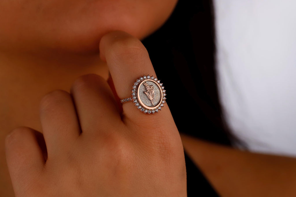 Blooming Love Birth Flower Ring with Multi-CZ Diamond