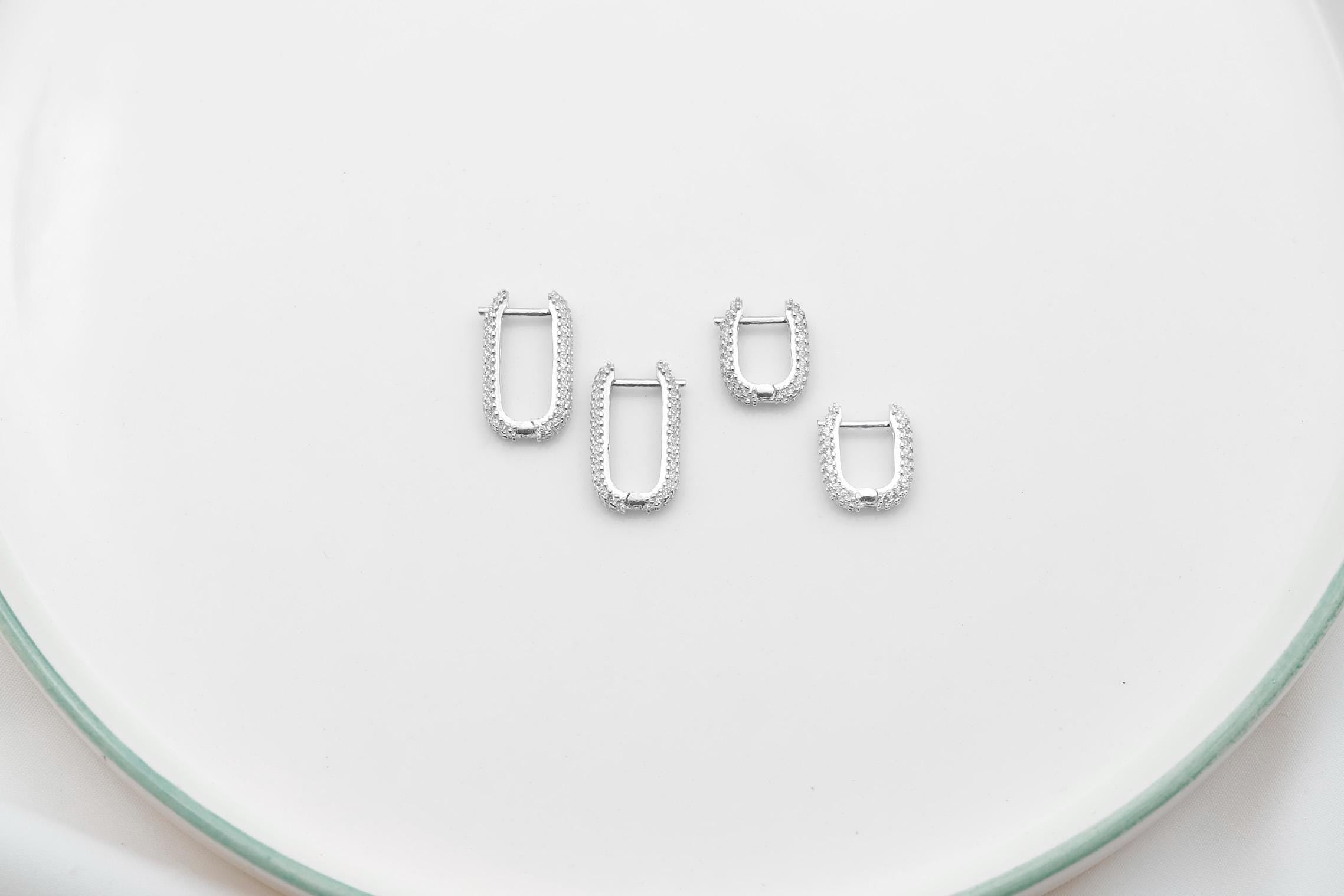 Sparkling Silver Diamond Huggie Earrings | Dainty CZ Cartilage Hoops for Your Earring Stack | Perfect Gift Idea