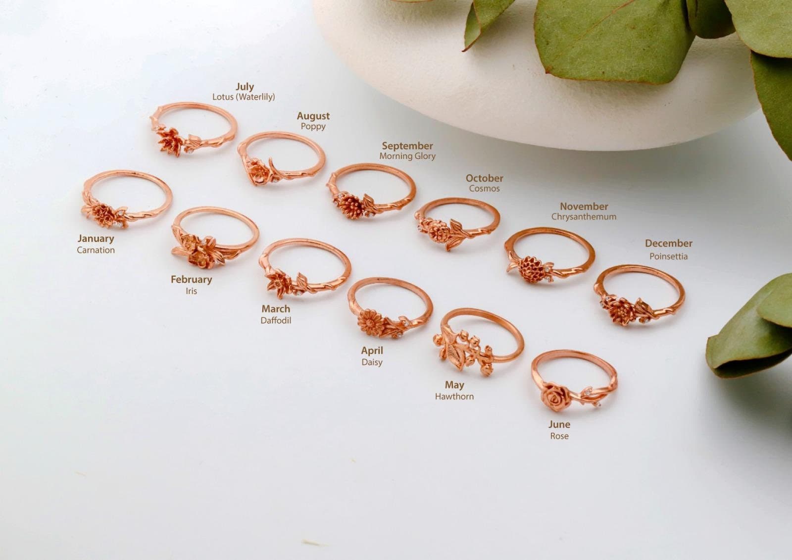 Eternal Bloom Birth Month Flower Ring with Sparkling CZ Diamond