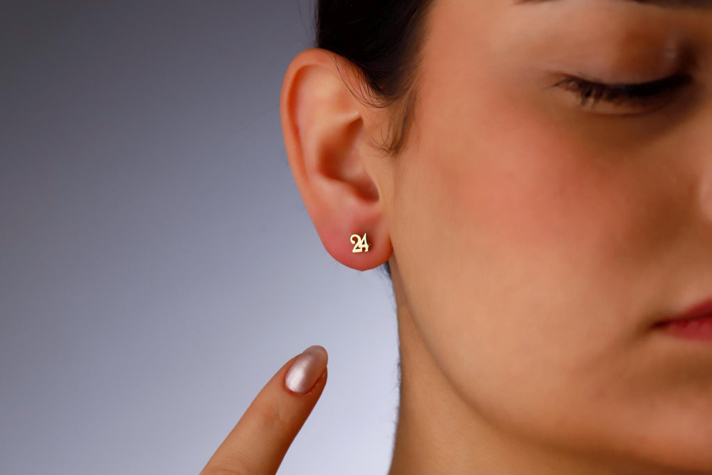 Dainty Number Earrings by SilverGoldandRose | Personalized Sterling Silver, Gold and Rose Gold Studs for a Minimalist Look