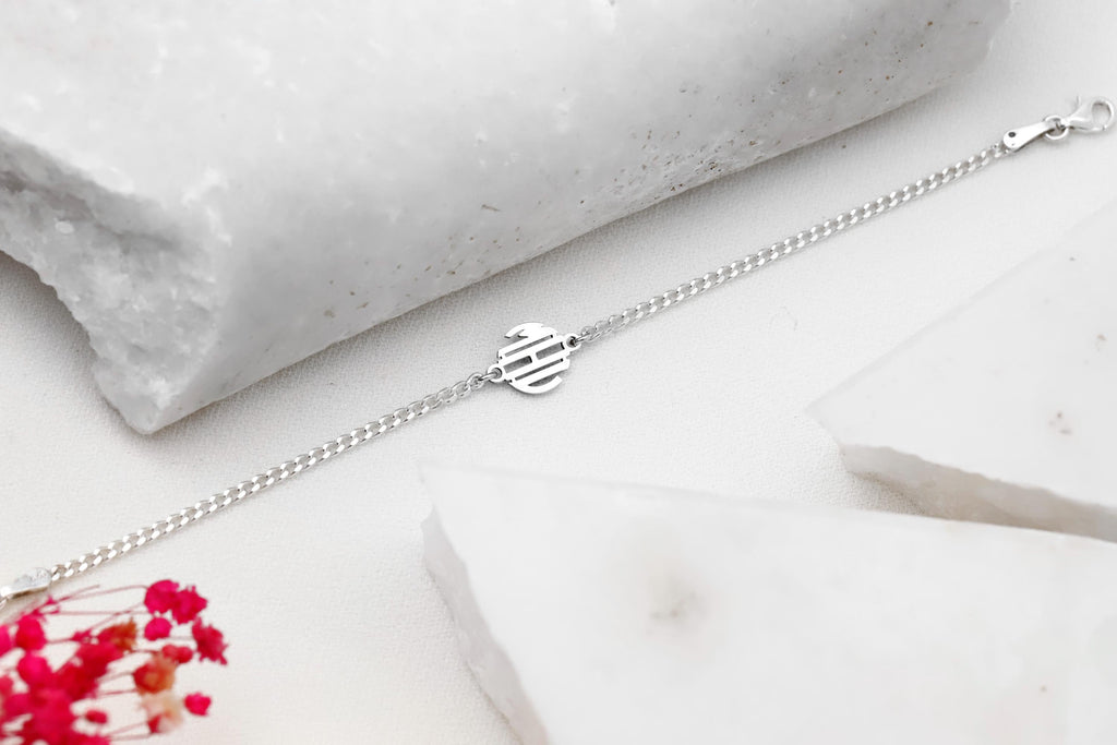 Block Monogram Bracelet by SilverGoldandRose - Personalize Your Style with a Unique Touch