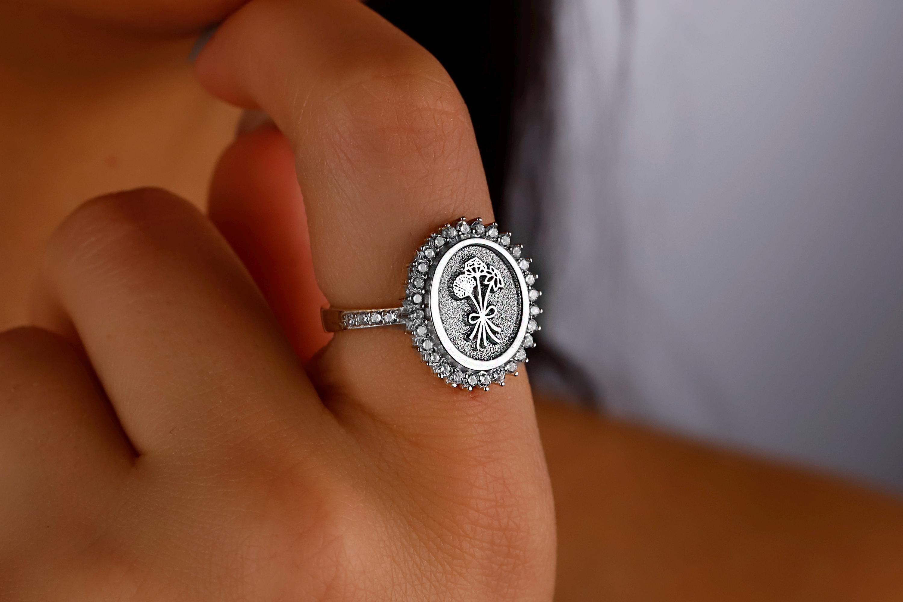 Blooming Love Birth Flower Ring with Multi-CZ Diamond