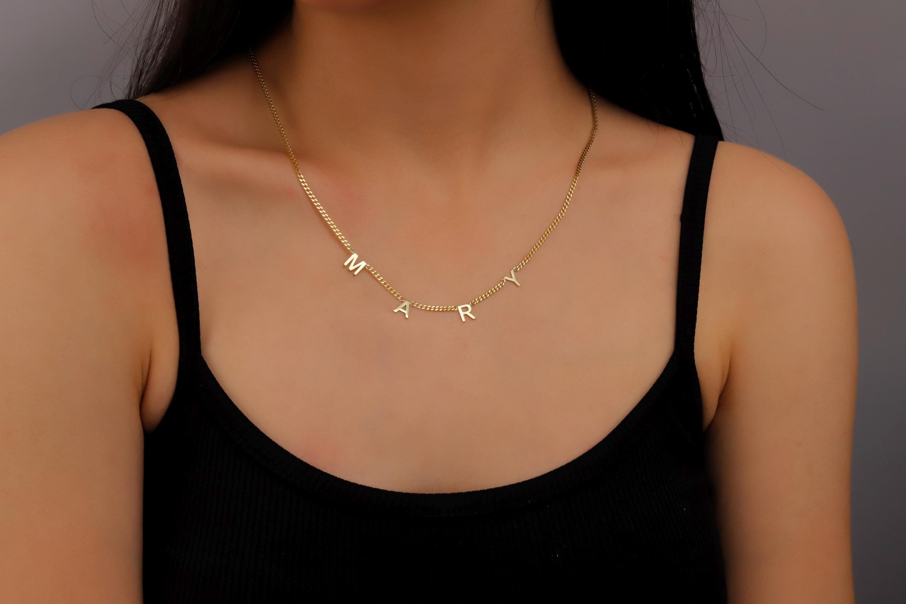 Sparkle & Shine Initial Name Necklace - Personalized Sterling Silver & Gold Letter Jewelry for Her