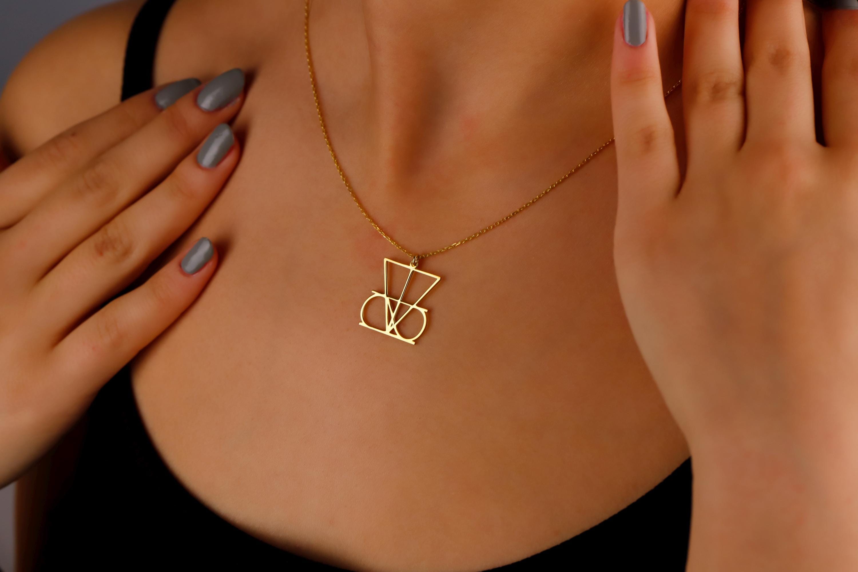 Personalized Gold Logo Necklace | Hand-Drawn Design | Unique Gift for Every Occasion