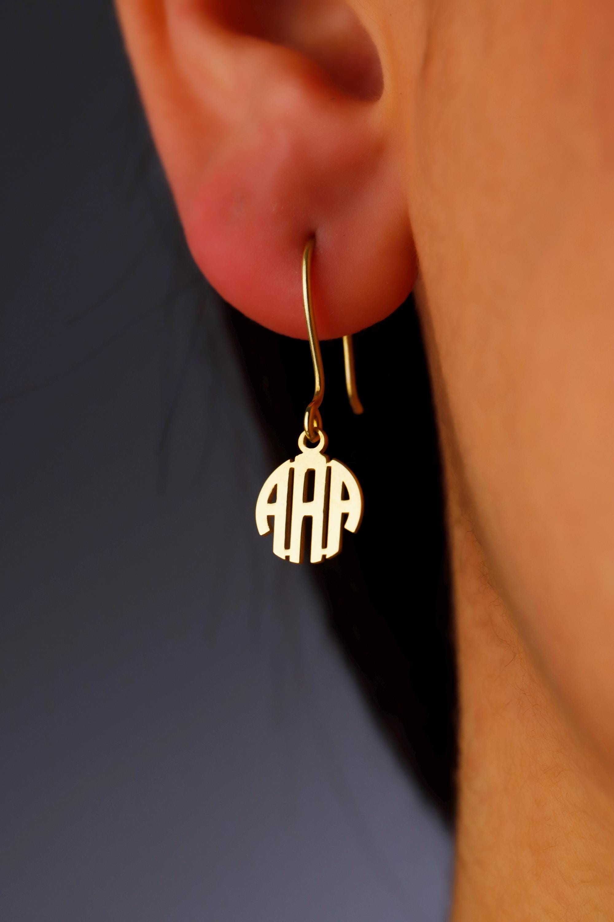 Personalized Dainty Monogram Earrings | 925 Sterling Silver Minimalist Initial Dangle Earrings | Unique Gift for Her