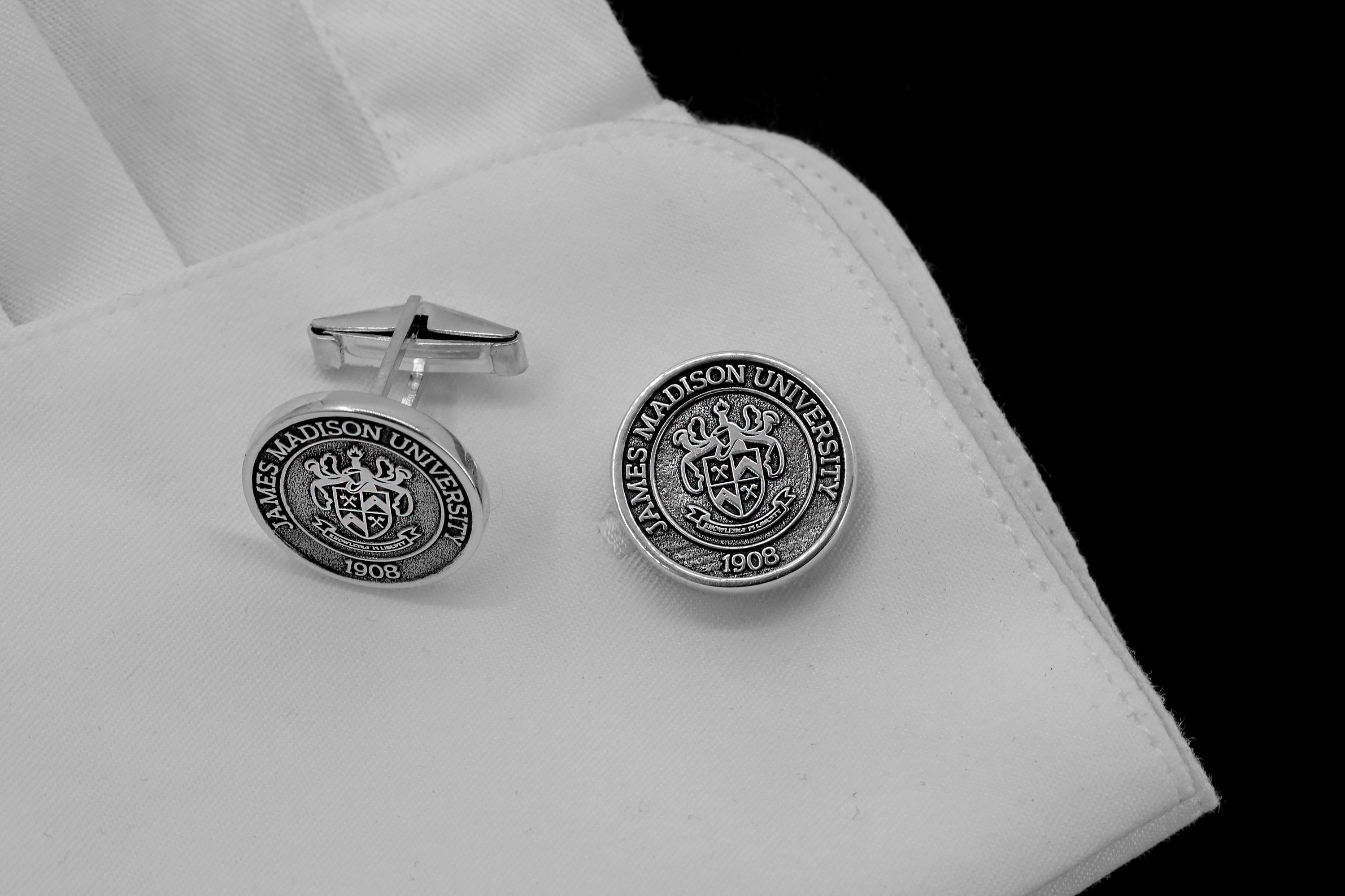 Personalized College Cufflinks in 925 Sterling Silver