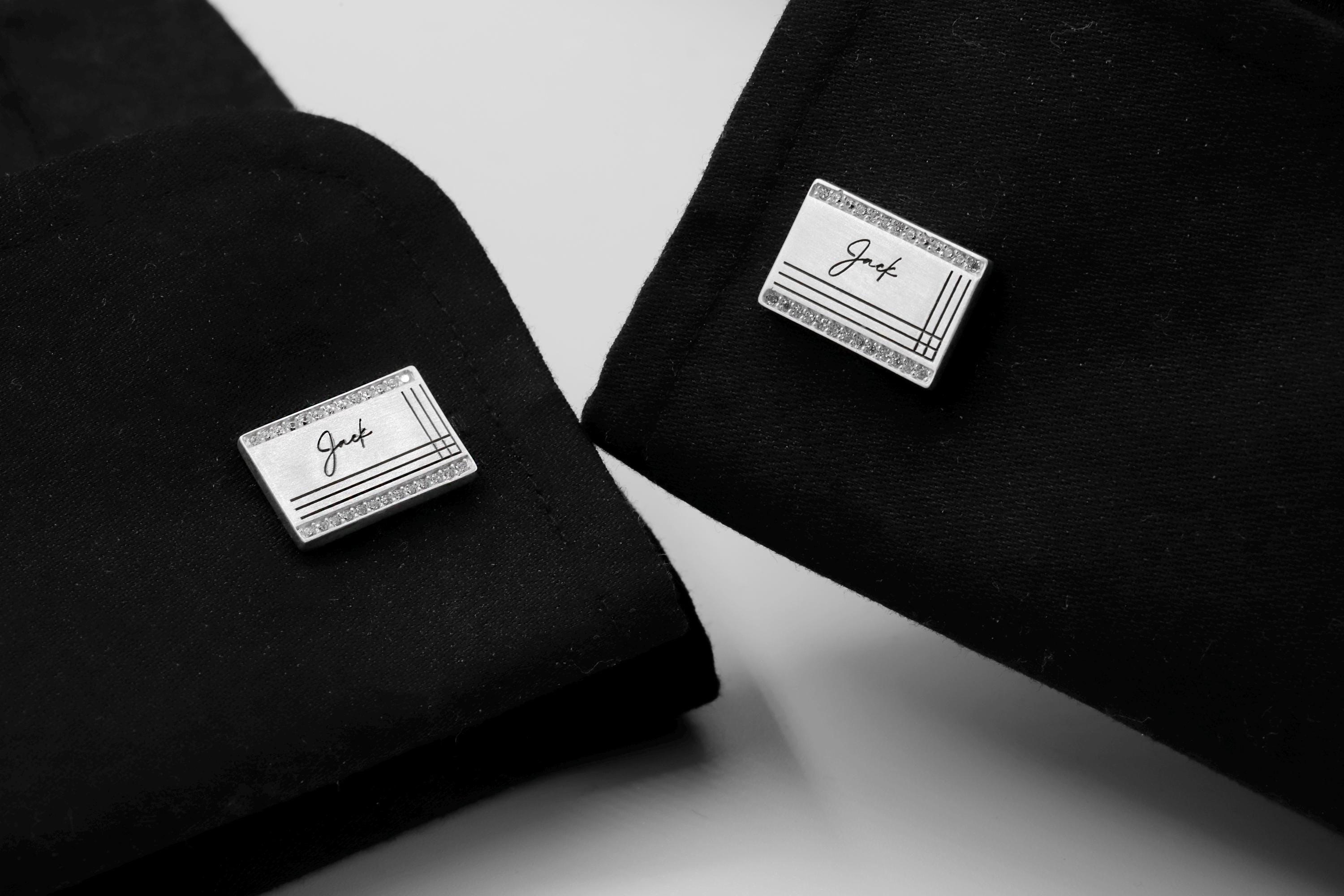 Your Actual Handwriting Engraved Cufflinks in 925 Sterling Silver
