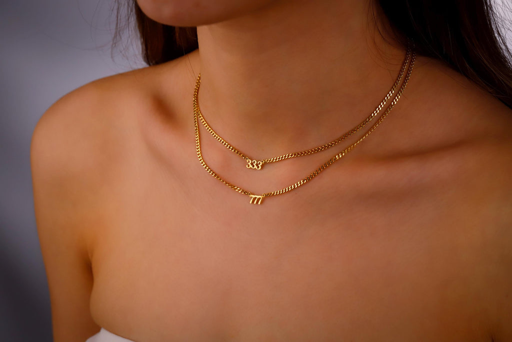 Intertwined Angel Number Necklace - Inspiring Design with Curb Chain