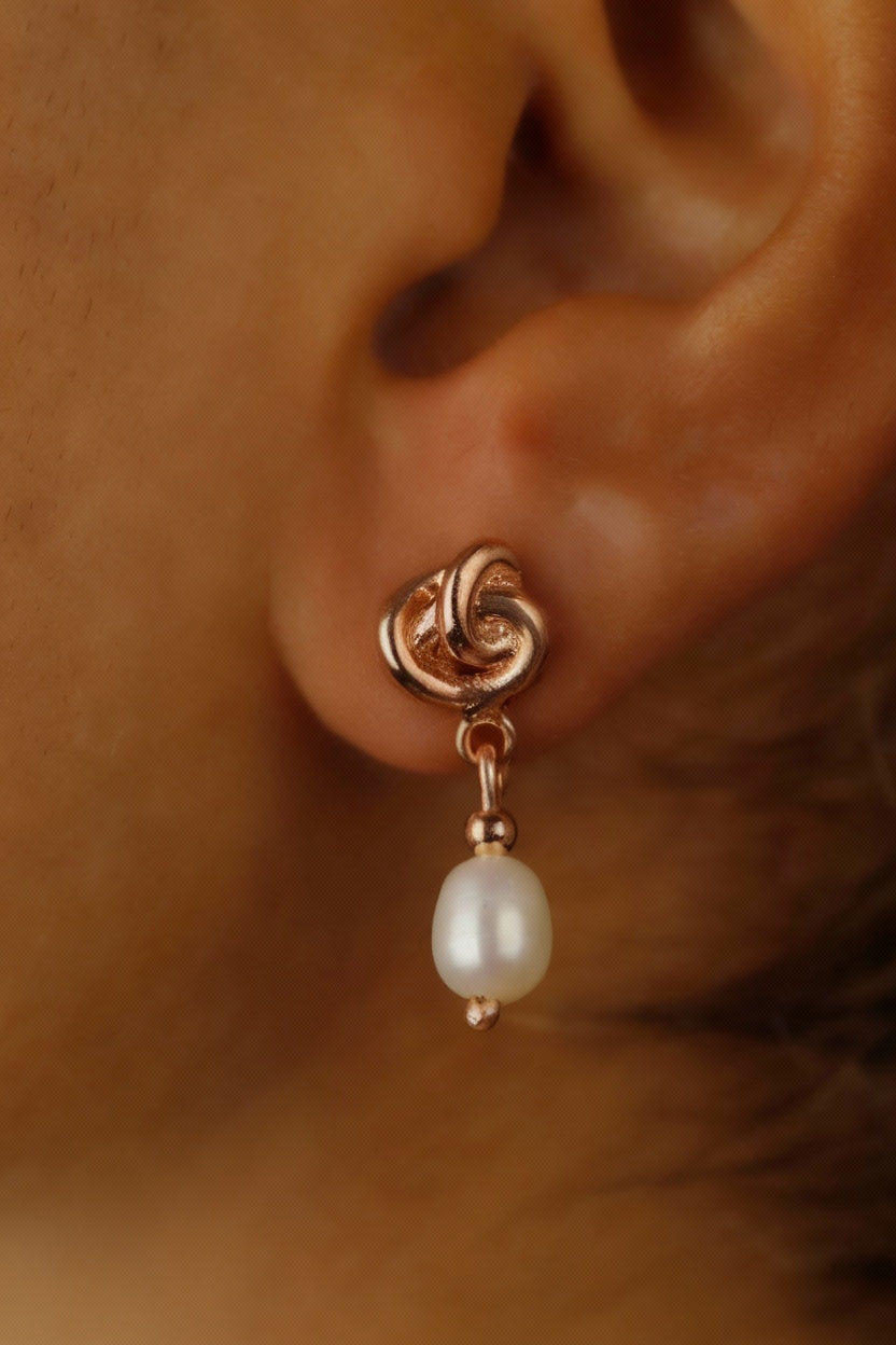 Elysian Designs Pearl Drop Dangle Earrings - Elegant Celtic Knot for Bridesmaids & Moms