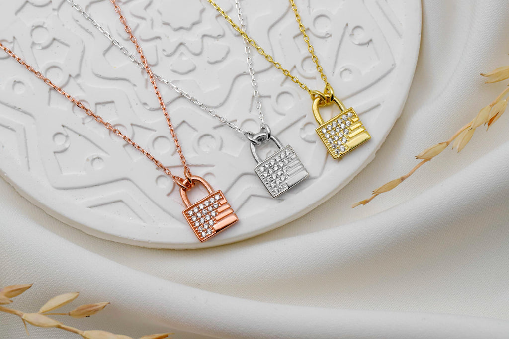 Personalized Initial Padlock Necklace | Stunning CZ Diamond & Sterling Silver Elegance